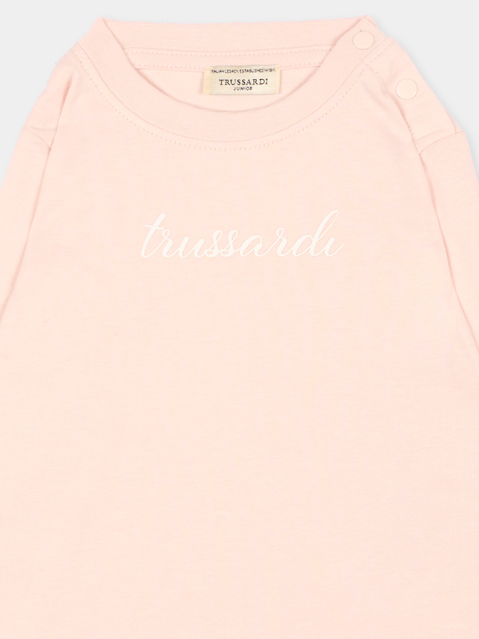 T-shirt rosa per neonata con logo,Trussardi Junior,TIA26025TS BLUSH BLUSH