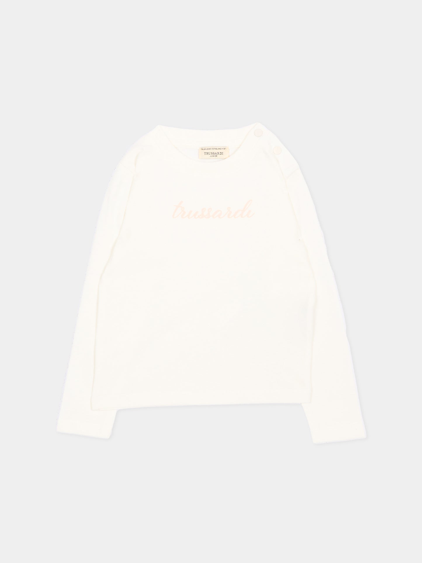 T-Shirt avorio per neonata con logo,Trussardi Junior,TIA26025TS OFF-WHITE OFF-WHITE