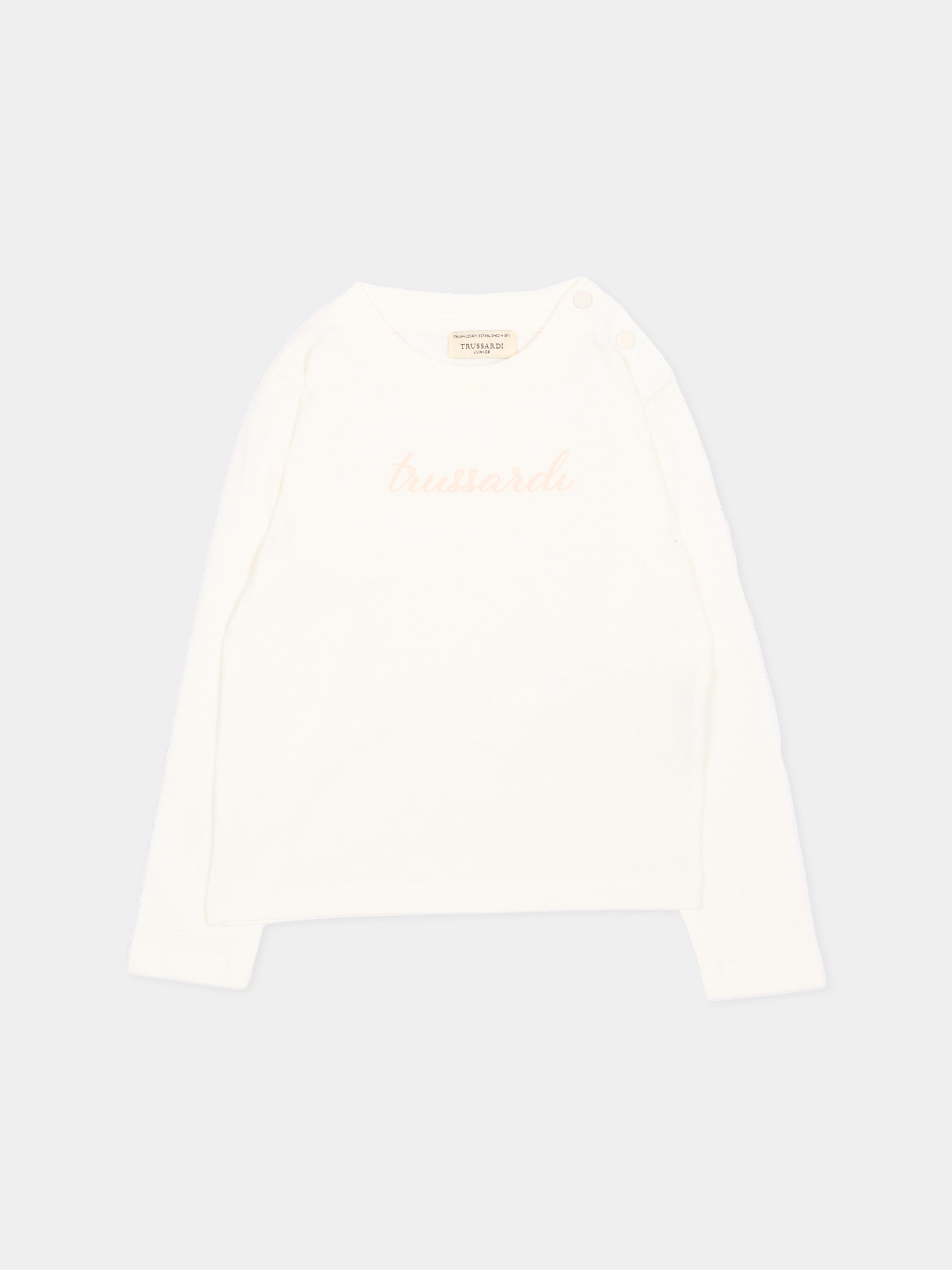 T-Shirt avorio per neonata con logo,Trussardi Junior,TIA26025TS OFF-WHITE OFF-WHITE