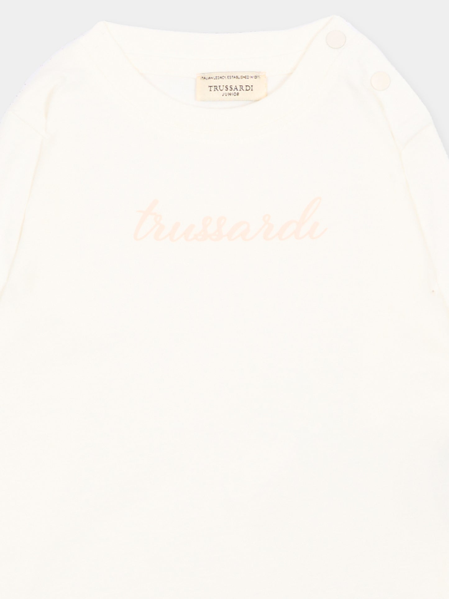 T-Shirt avorio per neonata con logo,Trussardi Junior,TIA26025TS OFF-WHITE OFF-WHITE