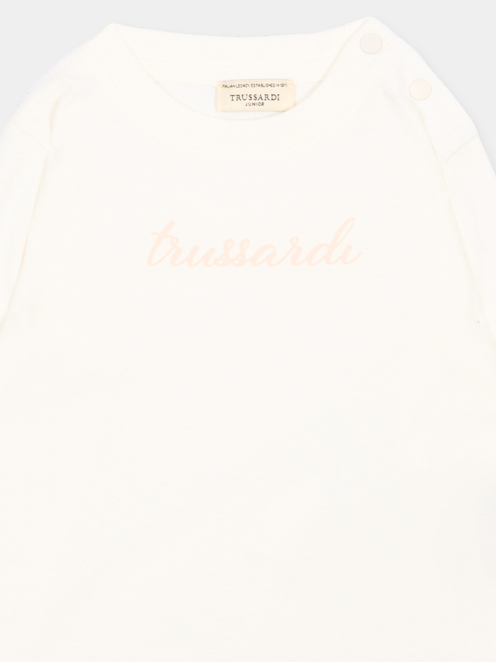 T-Shirt avorio per neonata con logo,Trussardi Junior,TIA26025TS OFF-WHITE OFF-WHITE