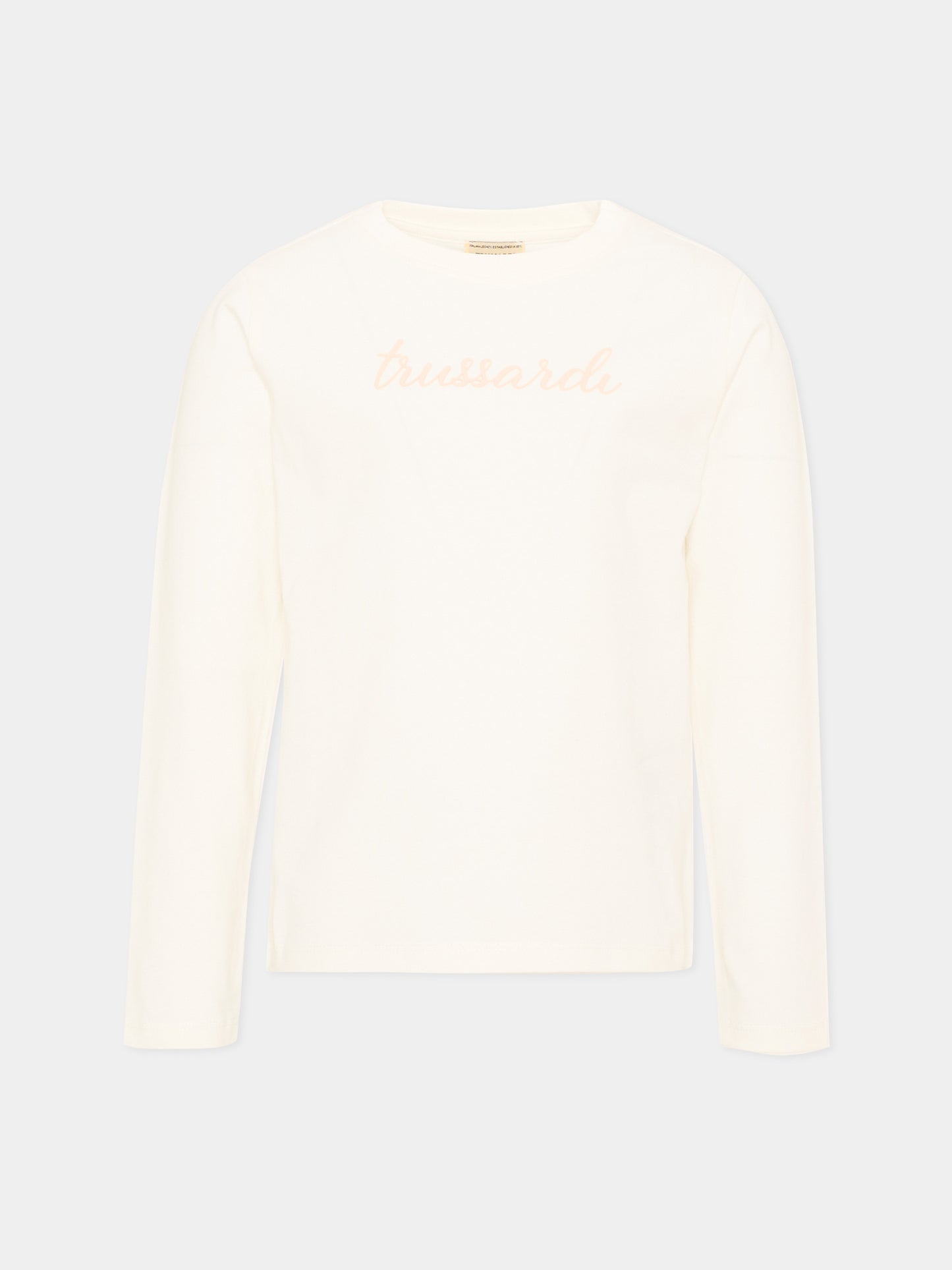T-Shirt avorio per bambina con logo,Trussardi Junior,TIA26025TS OFF-WHITE OFF-WHITE