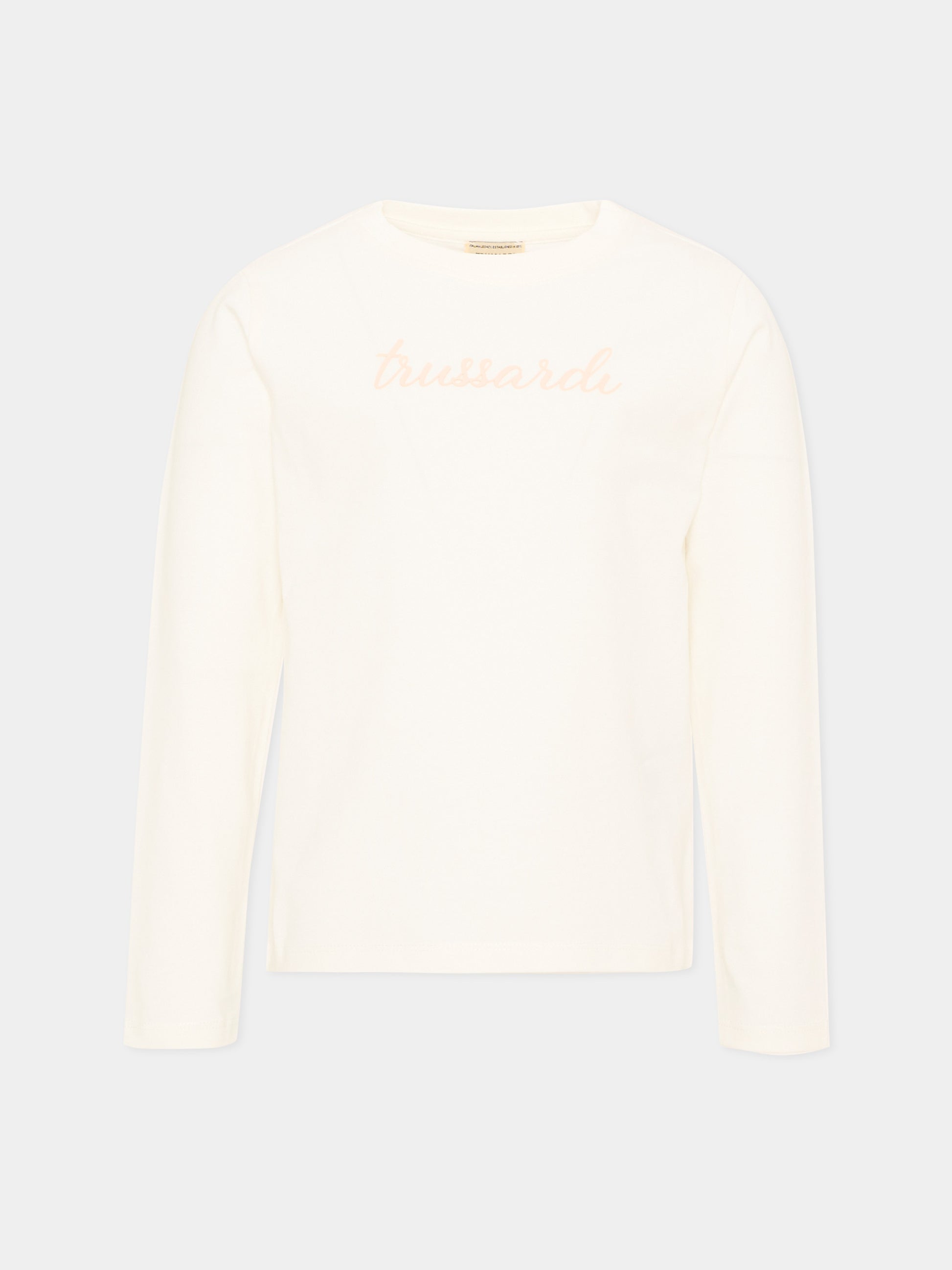 T-Shirt avorio per bambina con logo,Trussardi Junior,TIA26025TS OFF-WHITE OFF-WHITE