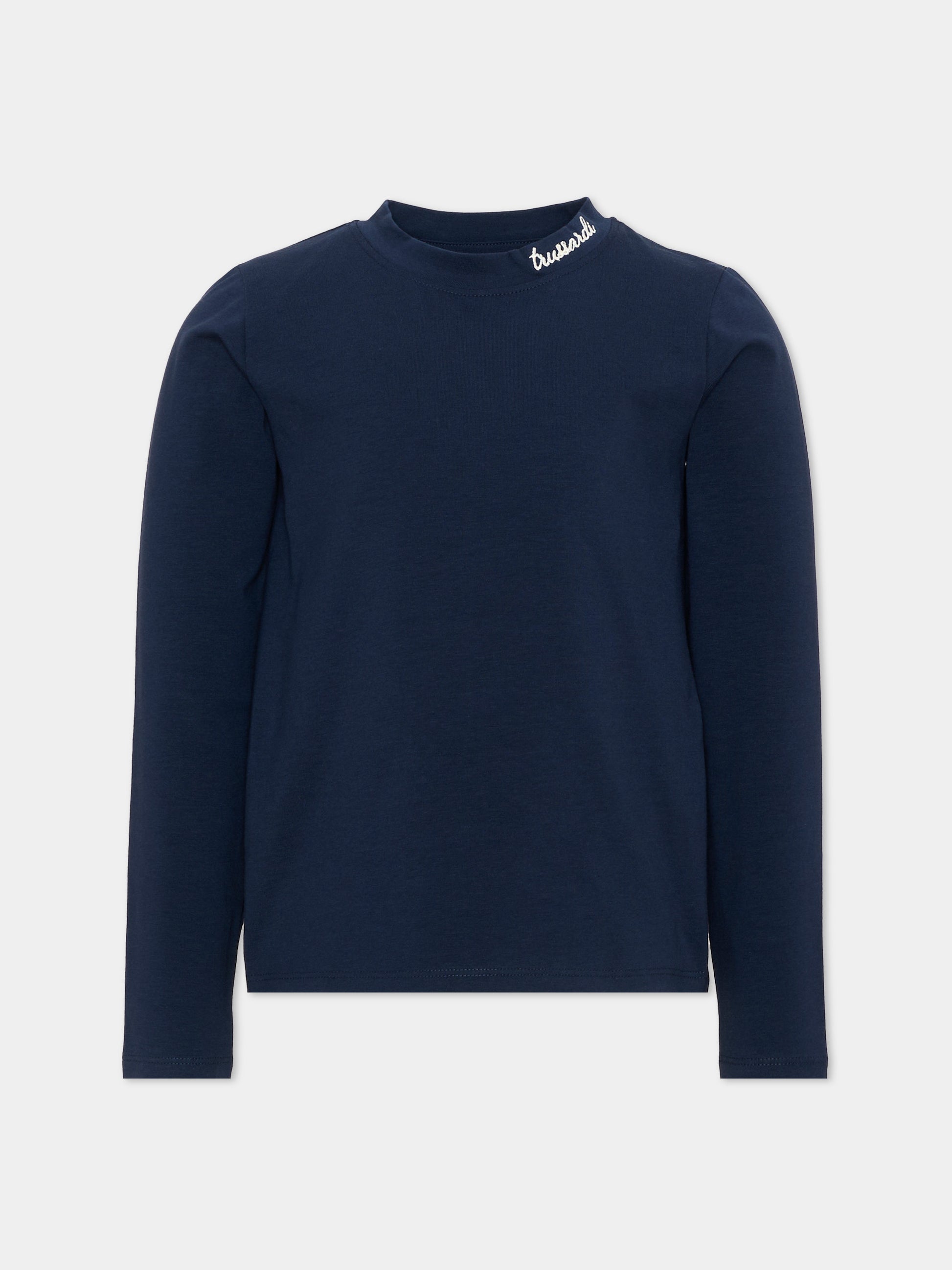T-Shirt blu per bambina con logo,Trussardi Junior,TIA26160TS BLUE_NAVAL BLUE NAVAL