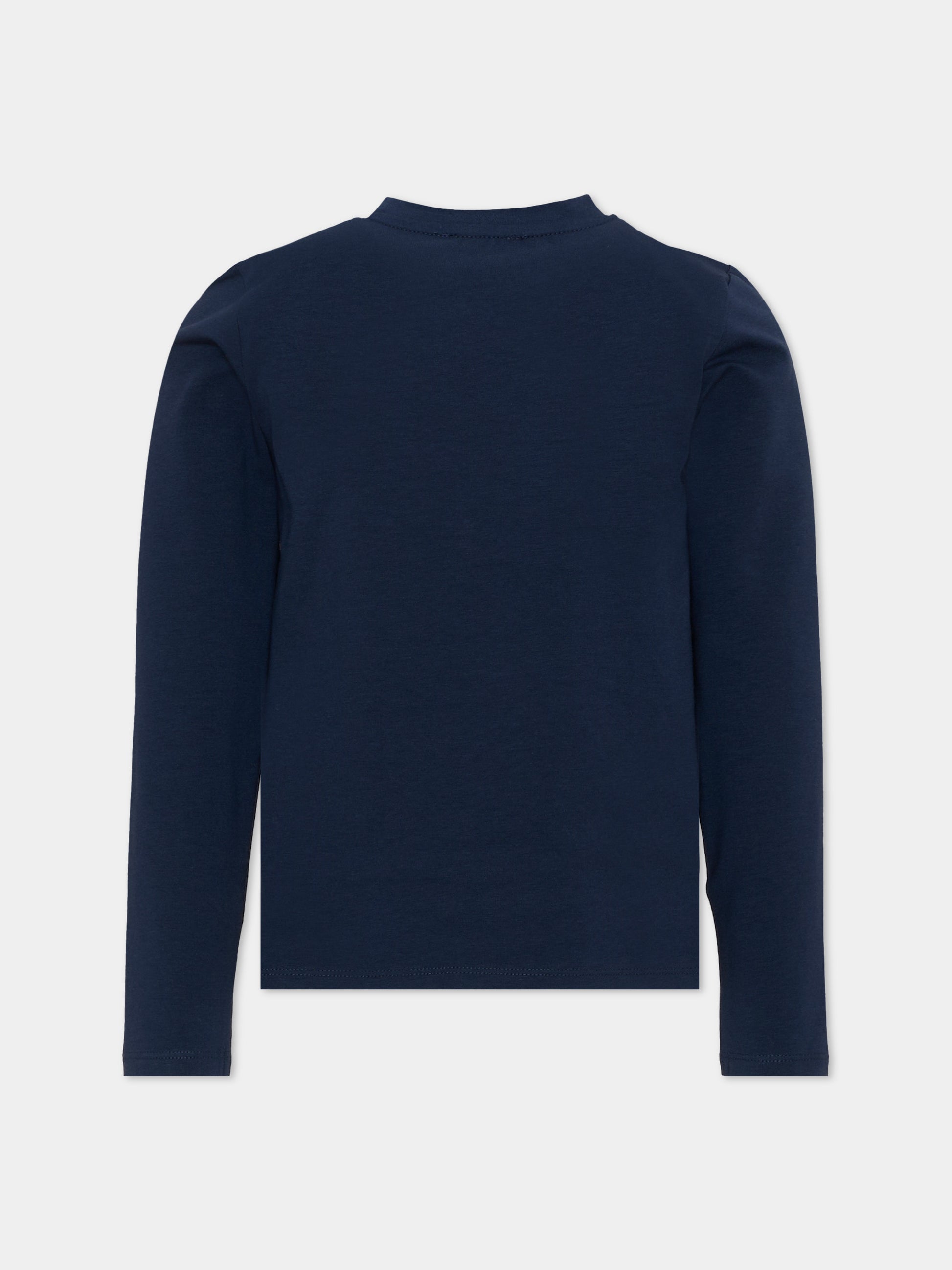 T-Shirt blu per bambina con logo,Trussardi Junior,TIA26160TS BLUE_NAVAL BLUE NAVAL
