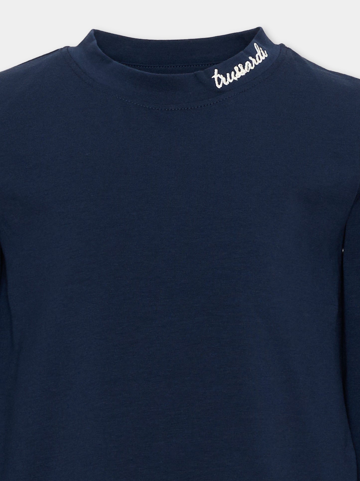 T-Shirt blu per bambina con logo,Trussardi Junior,TIA26160TS BLUE_NAVAL BLUE NAVAL
