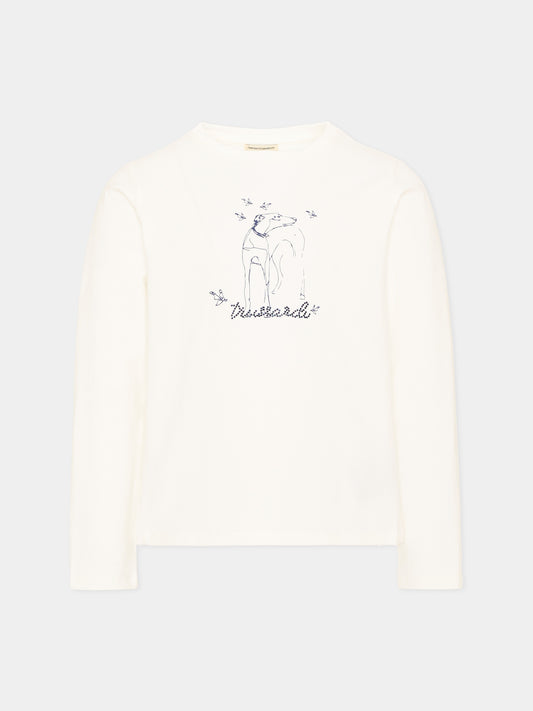 T-Shirt avorio Trussardi per bambina,Trussardi Junior,TIA26162TS OFF-WHITE OFF-WHITE