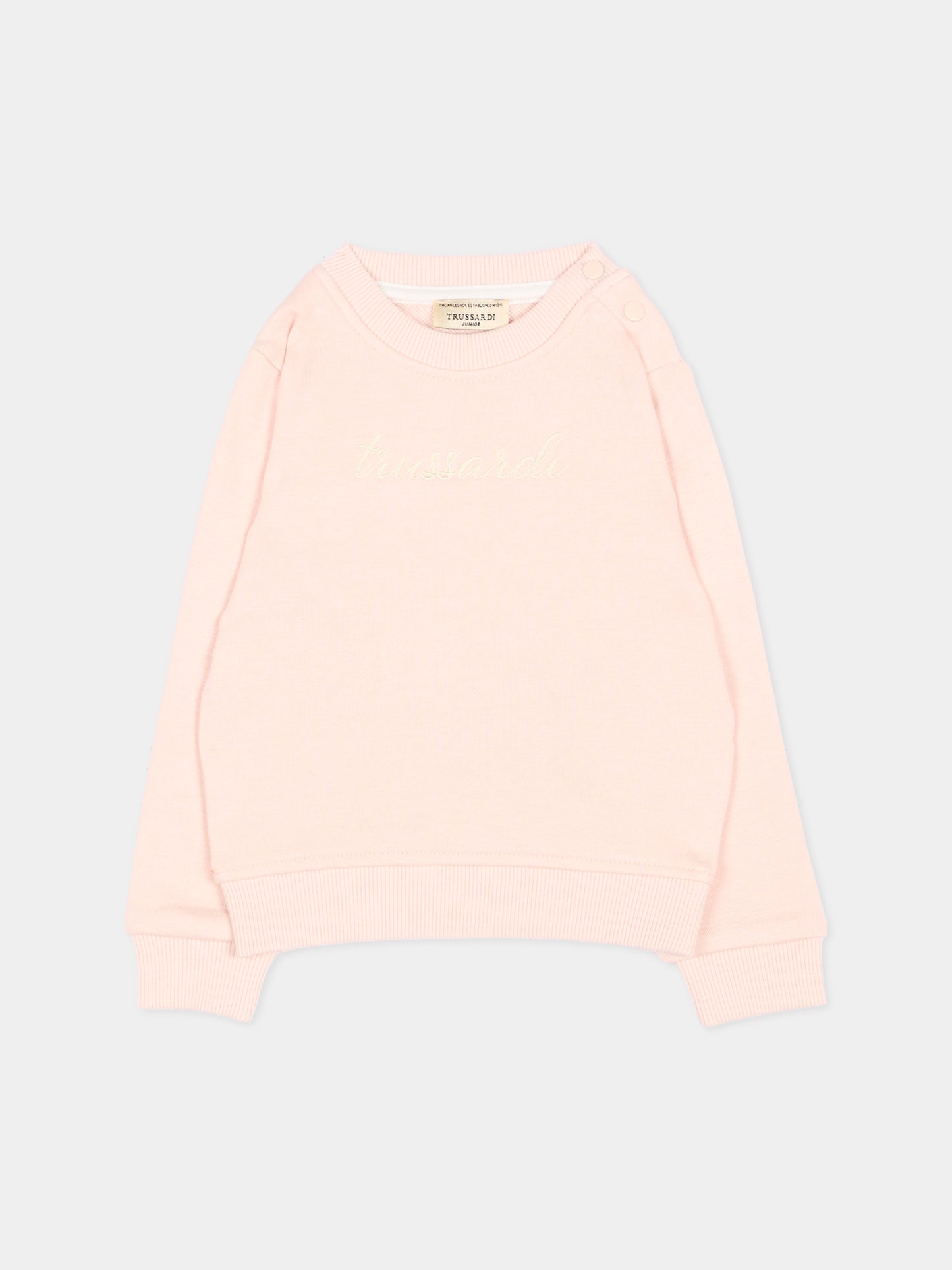 Felpa rosa per neonata con logo,Trussardi Junior,TIA26031FE BLUSH BLUSH