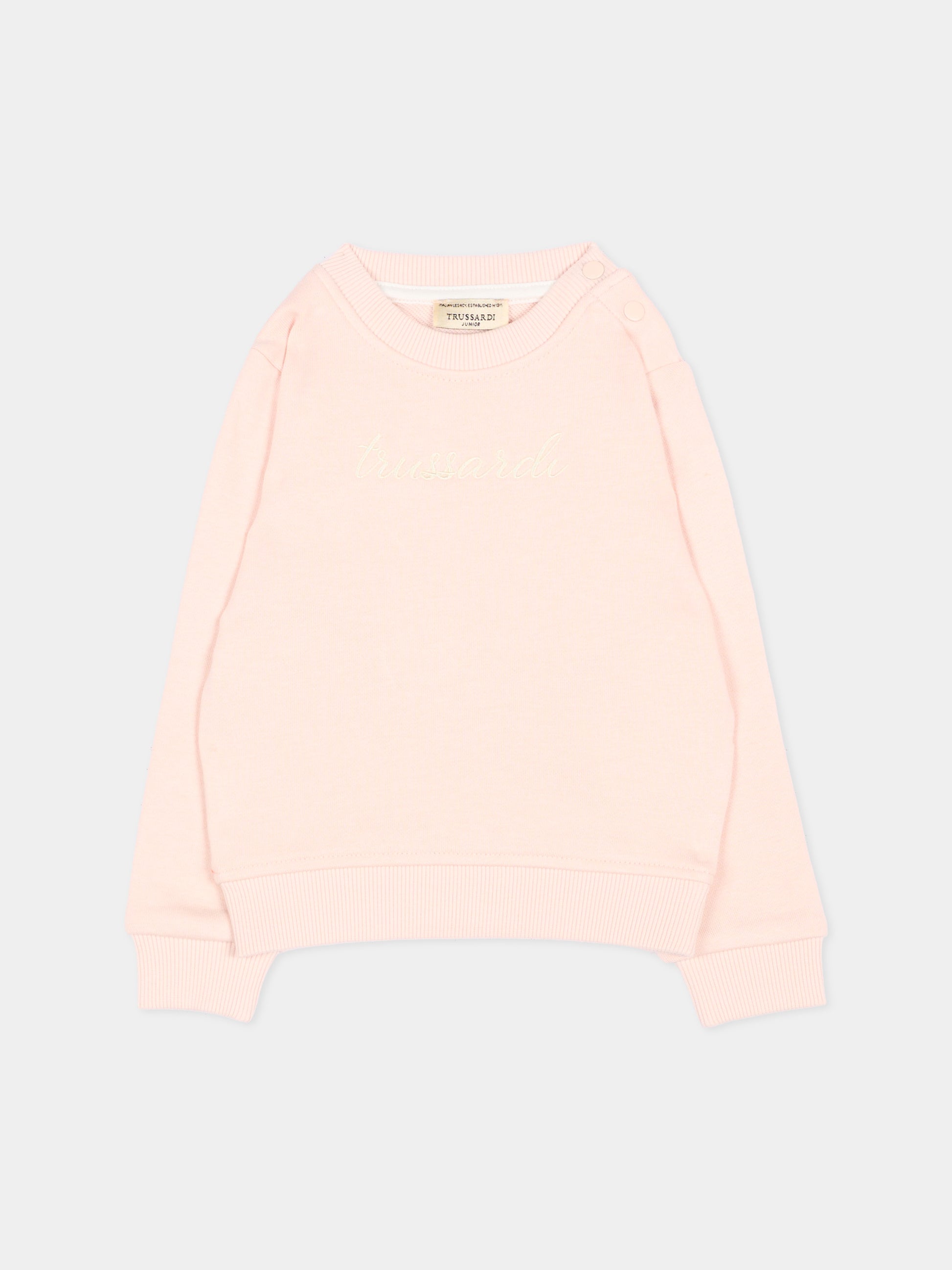 Felpa rosa per neonata con logo,Trussardi Junior,TIA26031FE BLUSH BLUSH