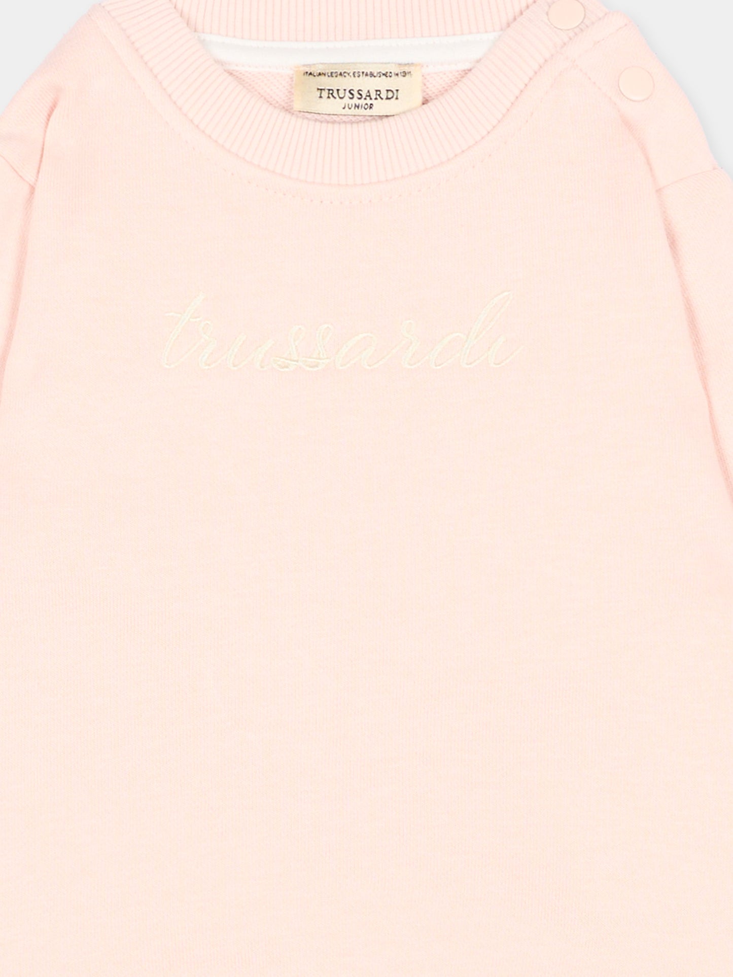 Felpa rosa per neonata con logo,Trussardi Junior,TIA26031FE BLUSH BLUSH