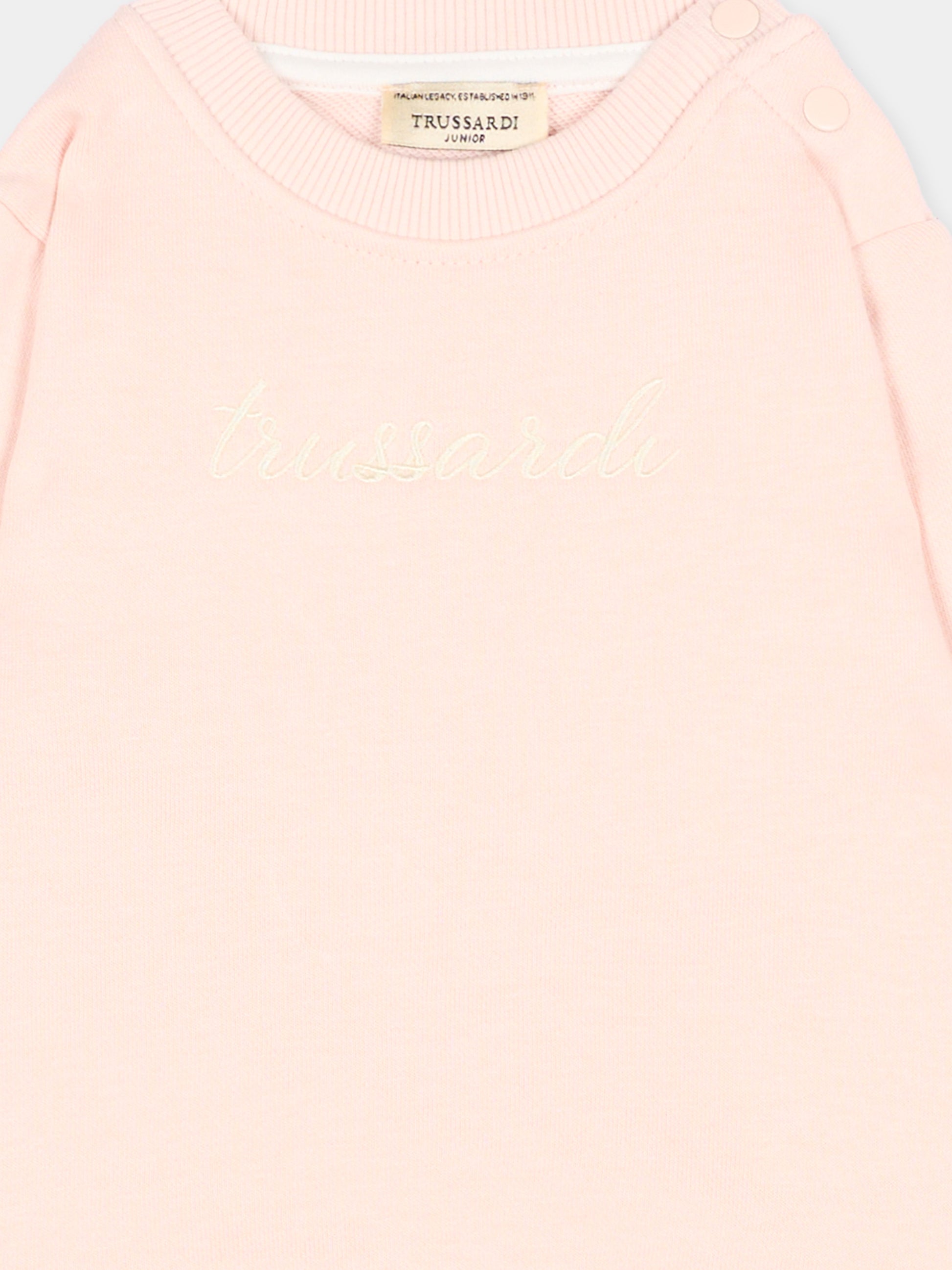 Felpa rosa per neonata con logo,Trussardi Junior,TIA26031FE BLUSH BLUSH