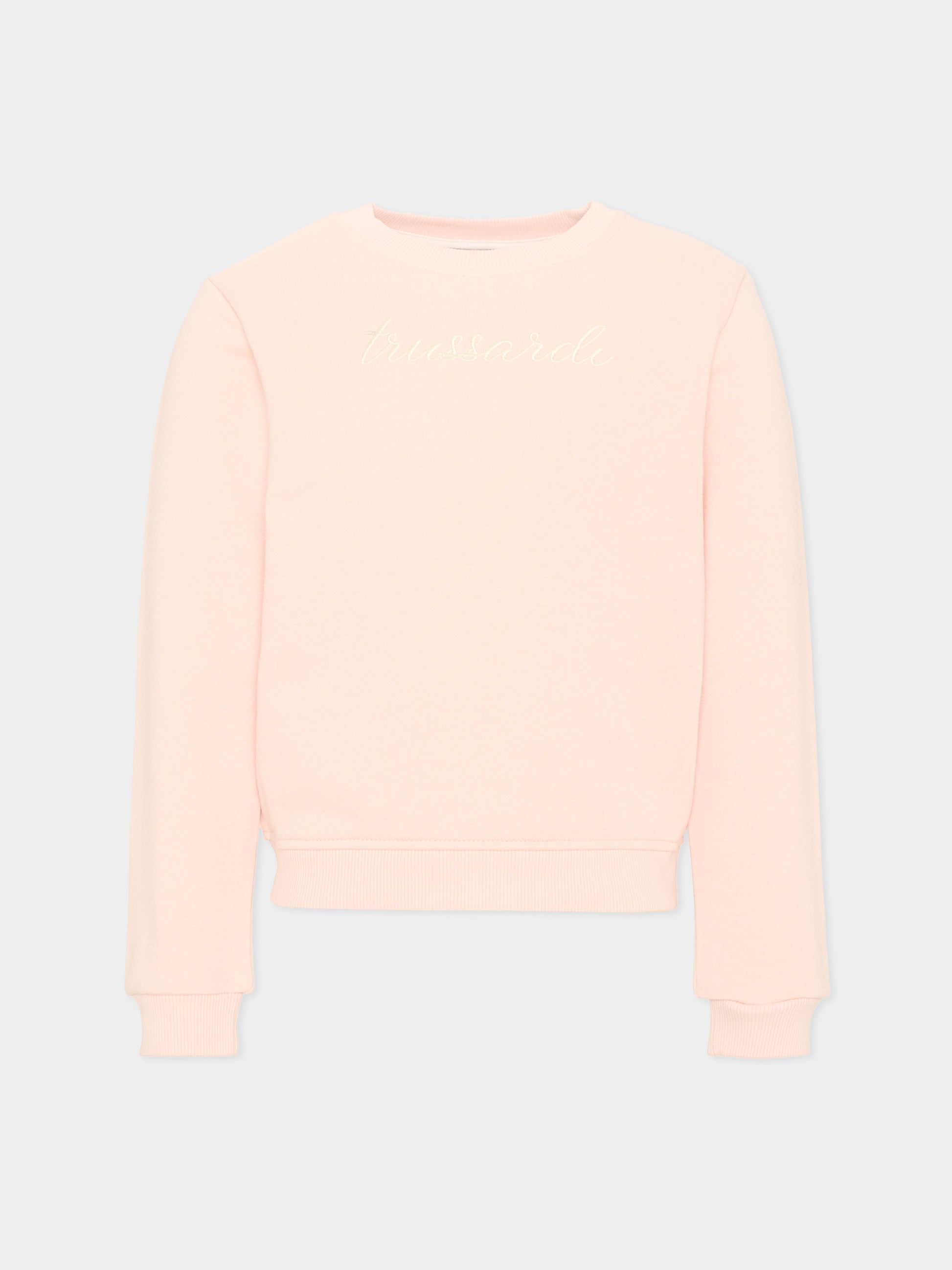 Felpa rosa per bambina con logo,Trussardi Junior,TIA26031FE BLUSH BLUSH