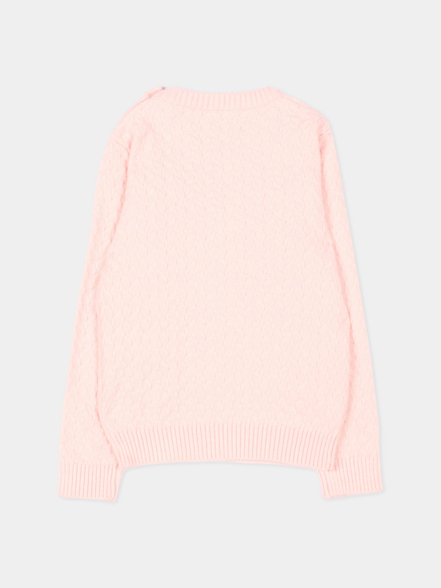Maglione rosa per neonata con logo,Trussardi Junior,TIA26027MA PINK_M.C. PINK MANGANO CALCITE