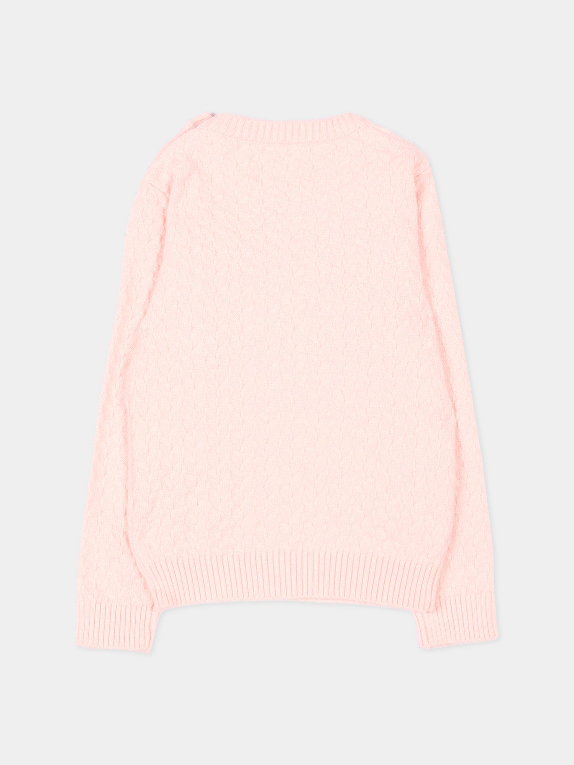 Maglione rosa per neonata con logo,Trussardi Junior,TIA26027MA PINK_M.C. PINK MANGANO CALCITE