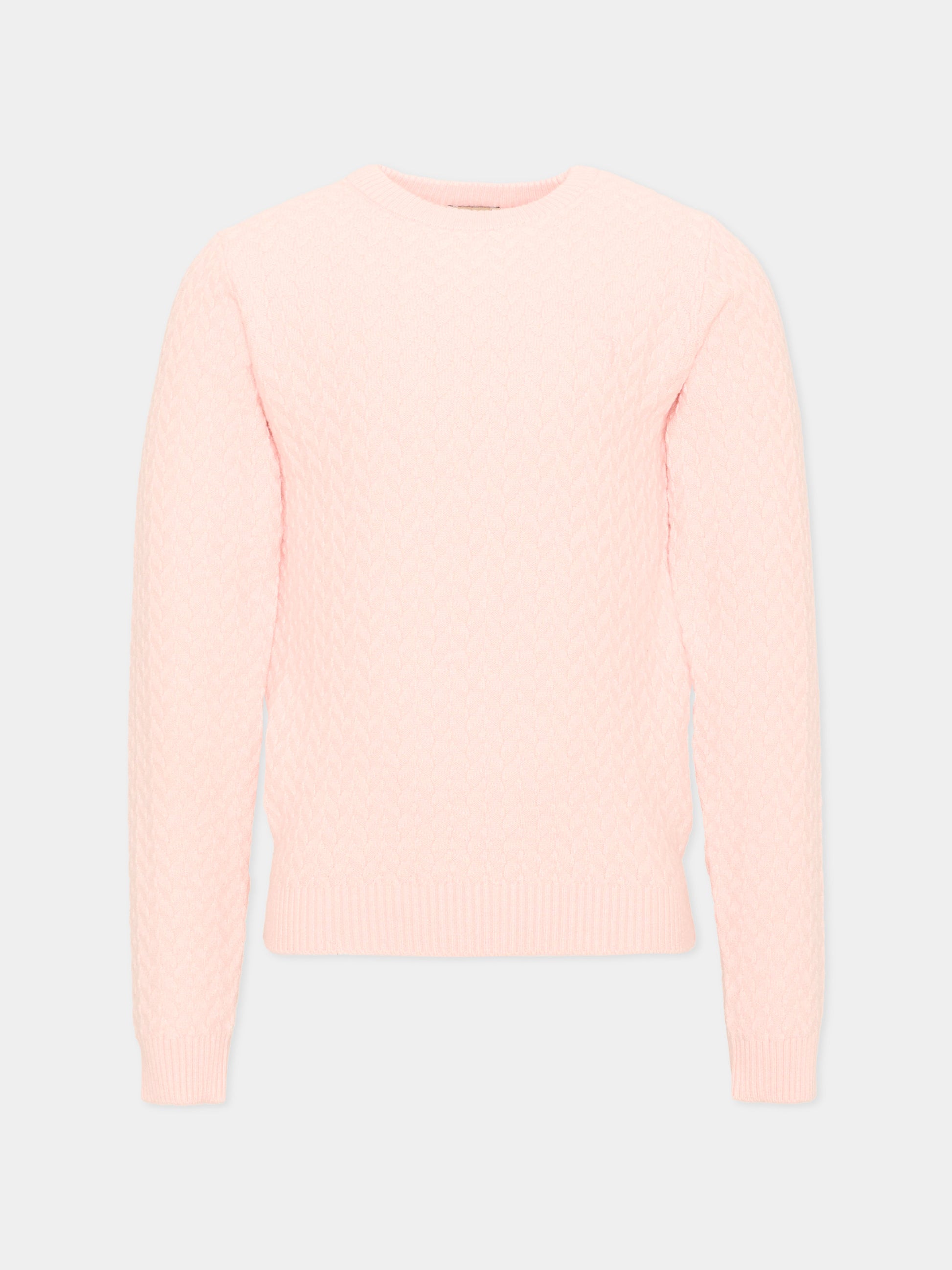 Maglione rosa per bambina con logo,Trussardi Junior,TIA26027MA PINK_M.C. PINK MANGANO CALCITE