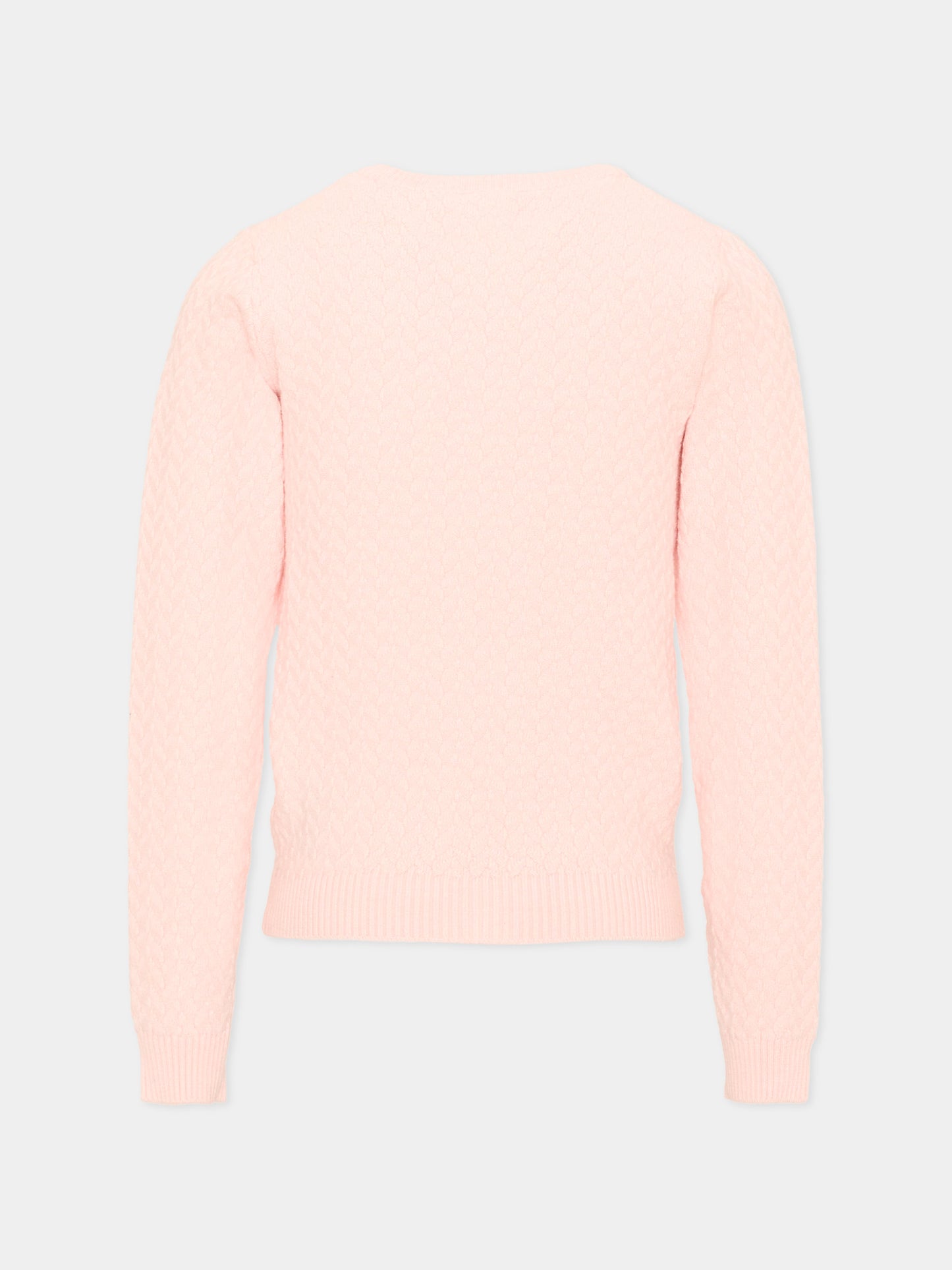 Maglione rosa per bambina con logo,Trussardi Junior,TIA26027MA PINK_M.C. PINK MANGANO CALCITE