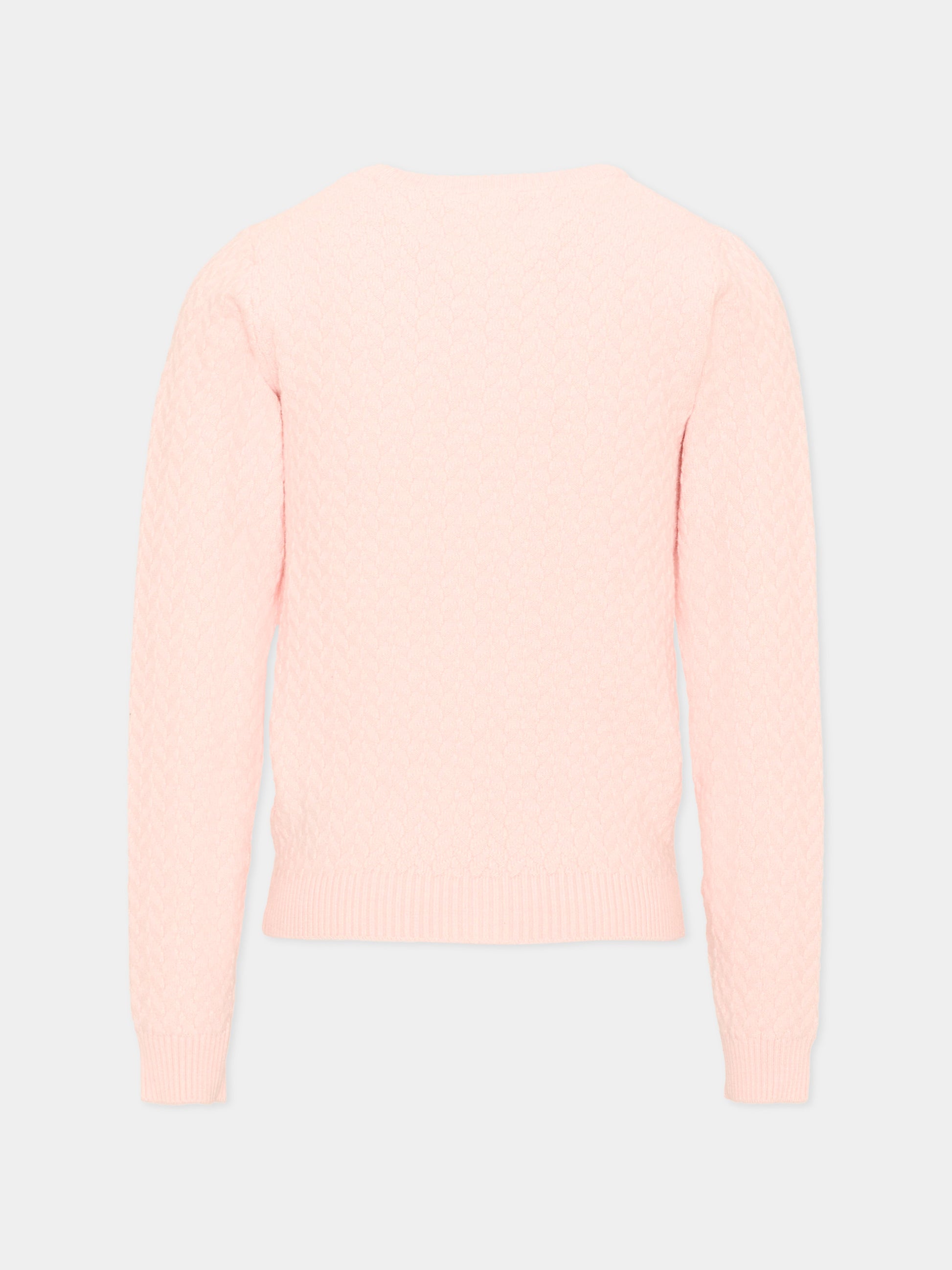 Maglione rosa per bambina con logo,Trussardi Junior,TIA26027MA PINK_M.C. PINK MANGANO CALCITE