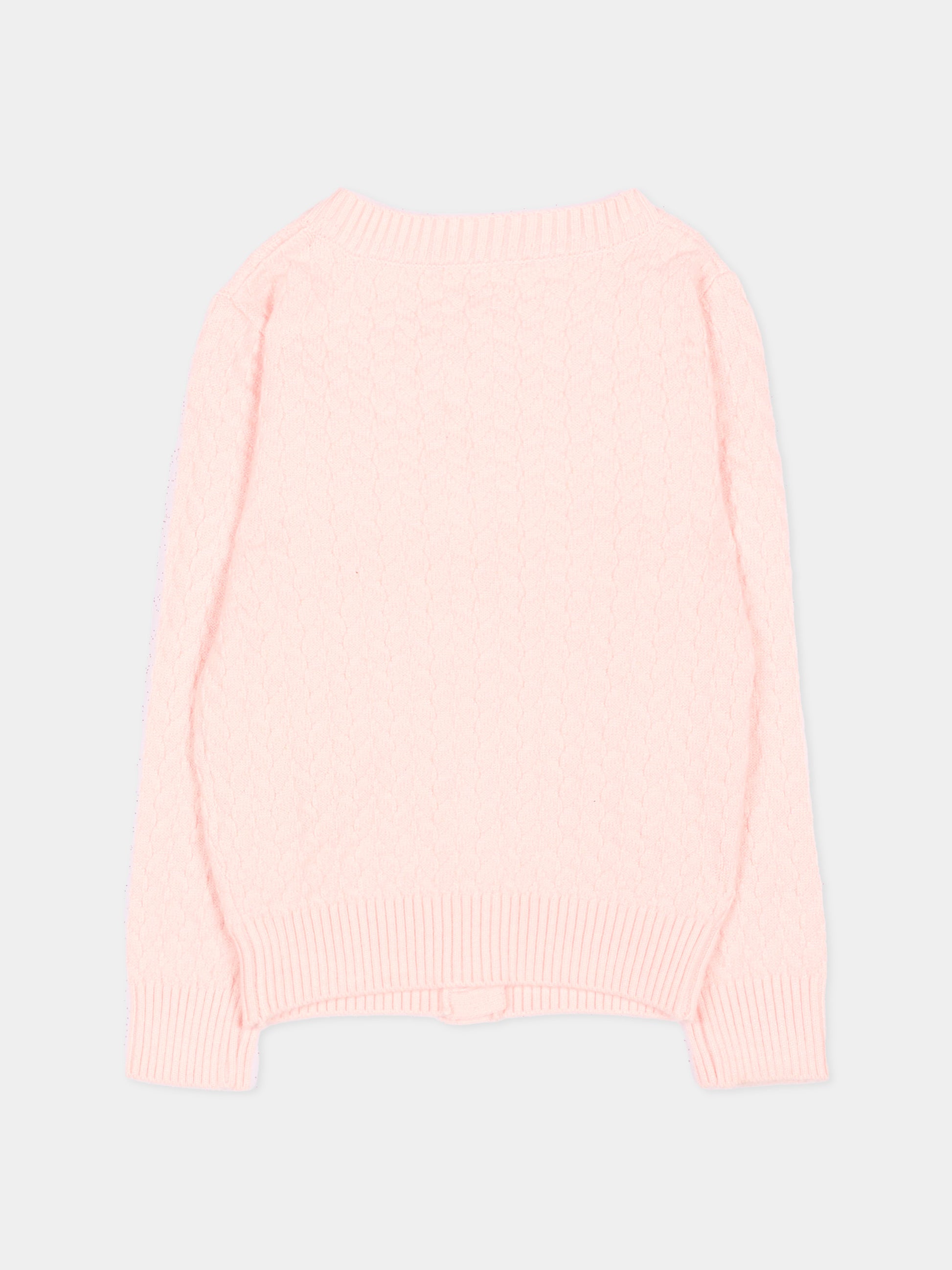 Cardigan rosa per neonata con logo,Trussardi Junior,TIA26022CD PINK_M.C. PINK MANGANO CALCITE