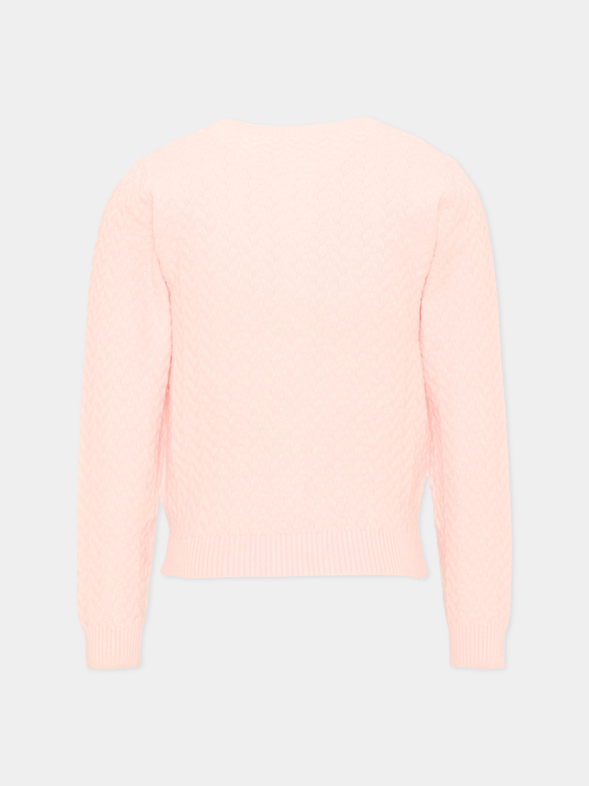 Cardigan rosa per bambina con logo,Trussardi Junior,TIA26022CD PINK_M.C. PINK MANGANO CALCITE