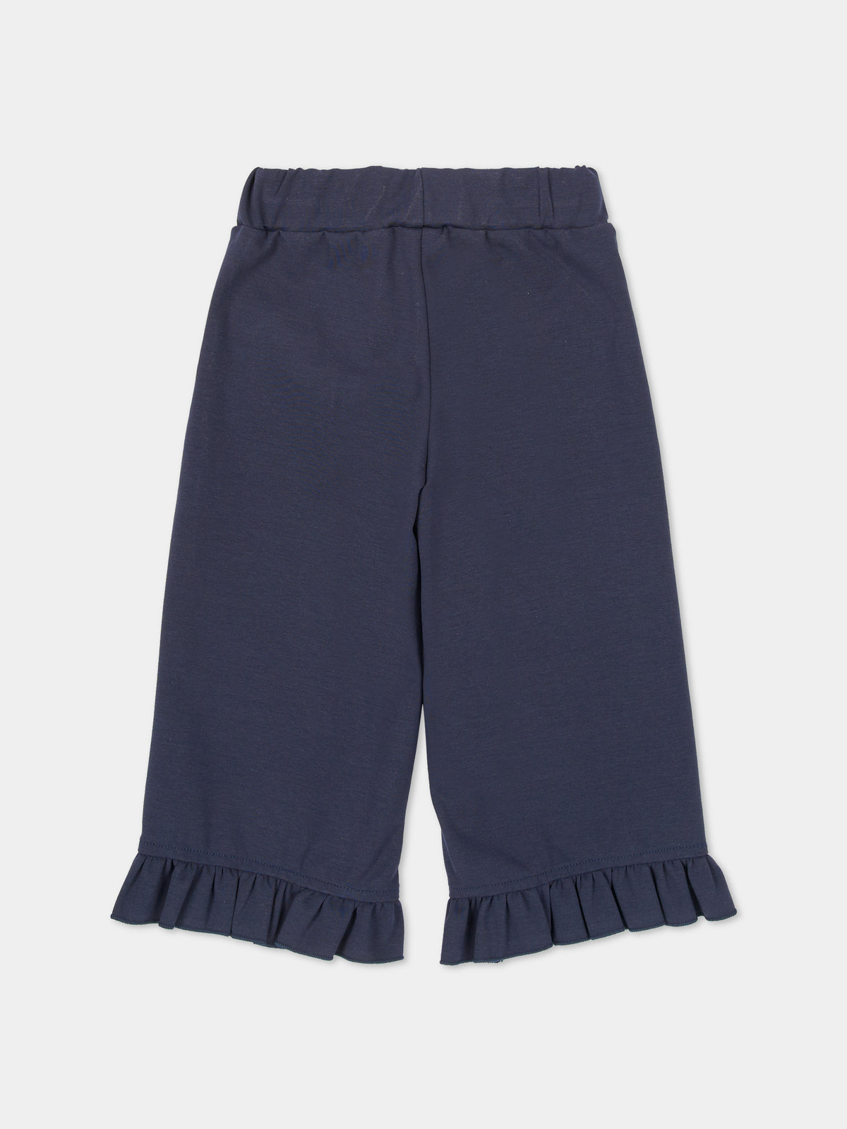 Pantalone blu per neonata con balza,Trussardi Junior,TIA26157PA BLUE_NAVAL BLUE NAVAL