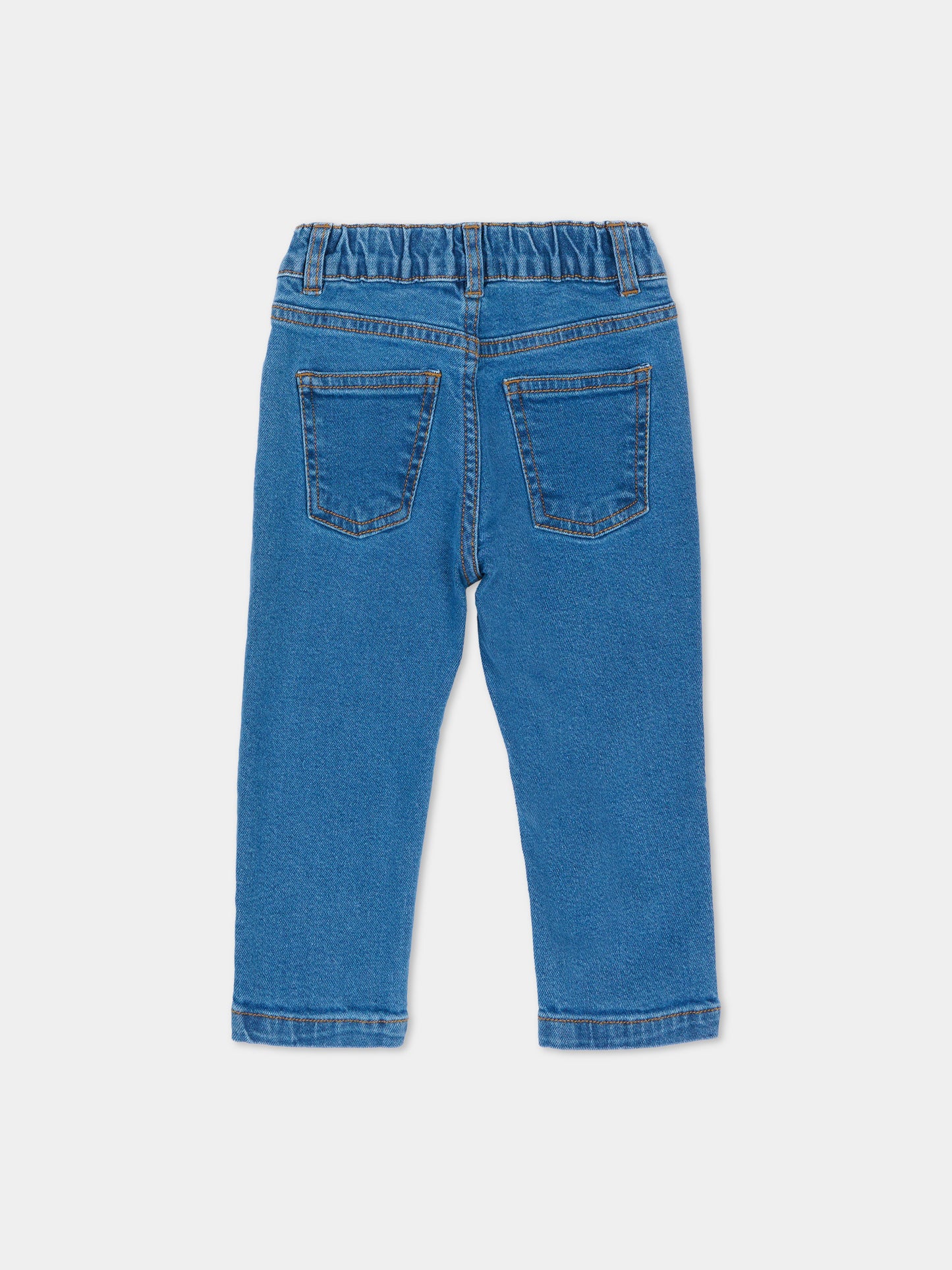 Jeans denim per neonata con ricamo,Trussardi Junior,TIA26032JE D.BLUE_LIG DENIM BLUE LIGHT