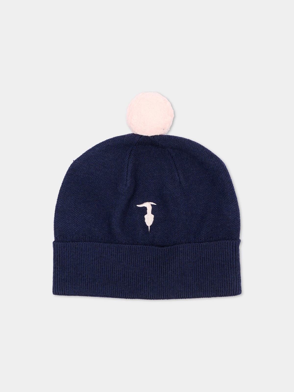 Berretto blu per neonata con pompon,Trussardi Junior,TIA26024HA BLUE_N/O-W BLUE NAVAL