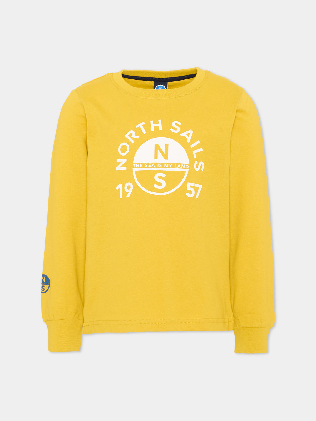 T-shirt a manica lunga gialla per bambino con logo,North Sails,NBA26024TS YELLOW SAMBA