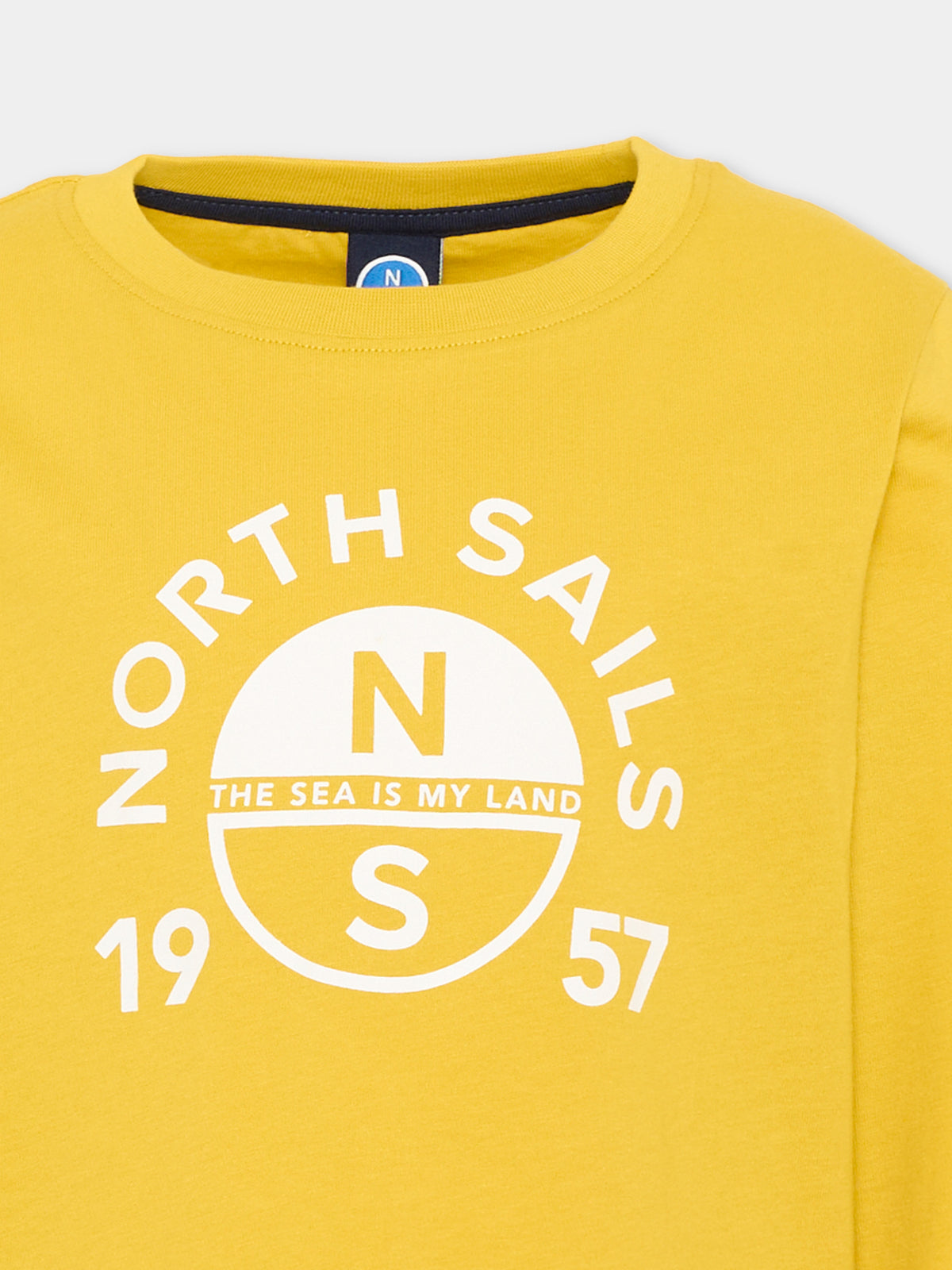 T-shirt a manica lunga gialla per bambino con logo,North Sails,NBA26024TS YELLOW SAMBA