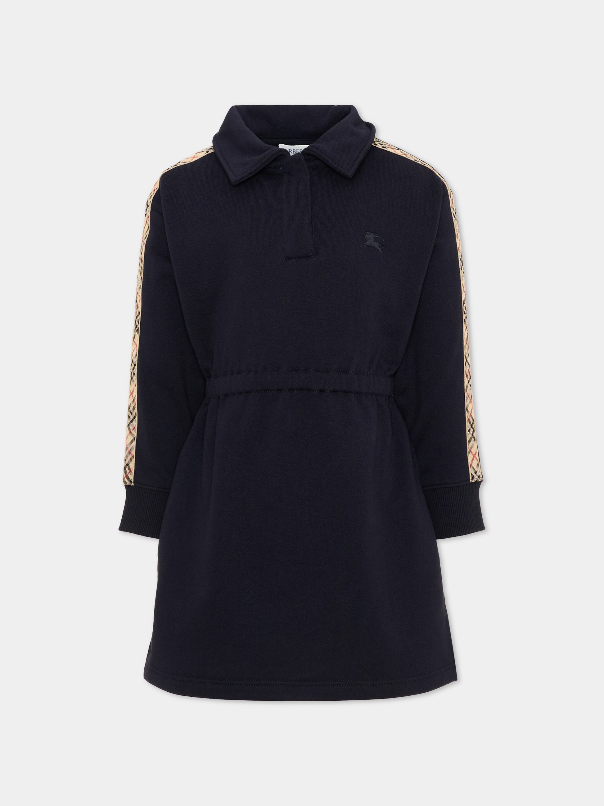 Vestito a manica lunga blu check per bambina,Burberry Kids,8135329 A2190