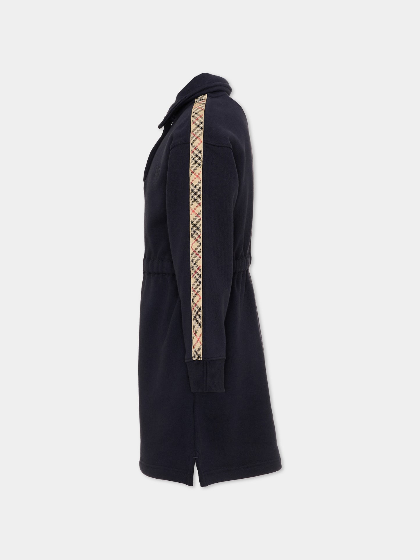 Vestito a manica lunga blu check per bambina,Burberry Kids,8135329 A2190