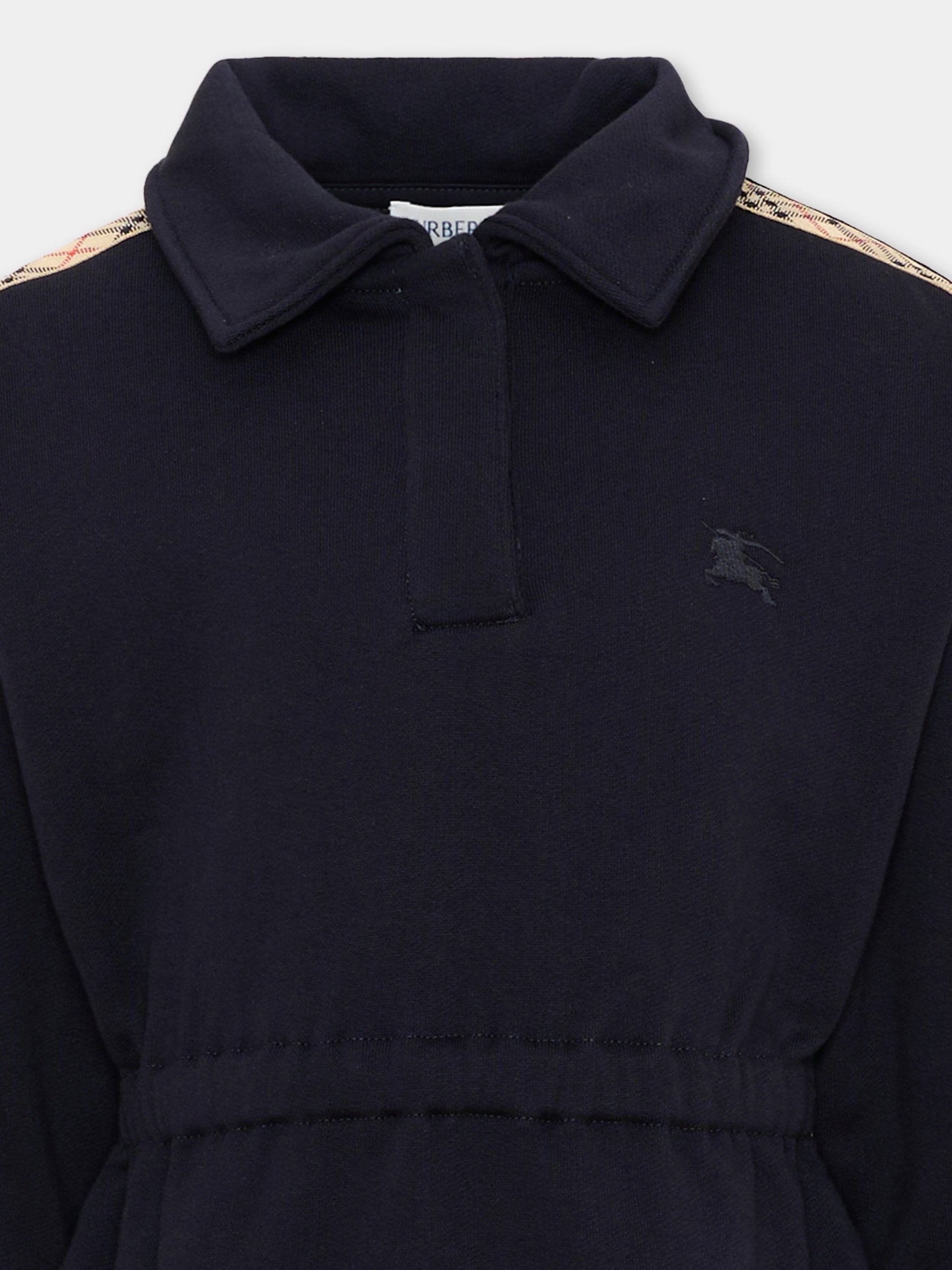 Vestito a manica lunga blu check per bambina,Burberry Kids,8135329 A2190