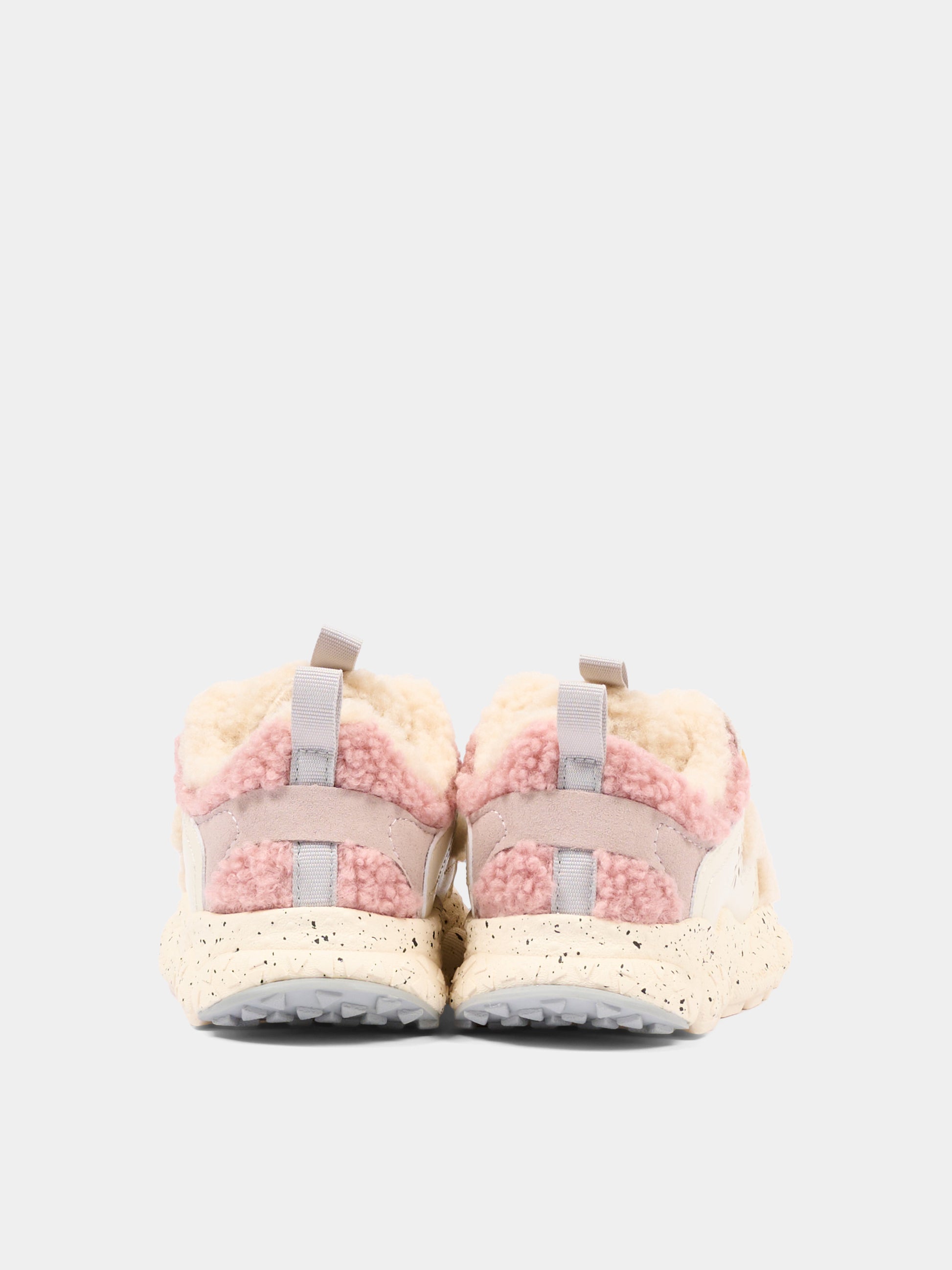 Sneakers beige per bambina shearling,Flower Mountain,001 2016211 31 1E53