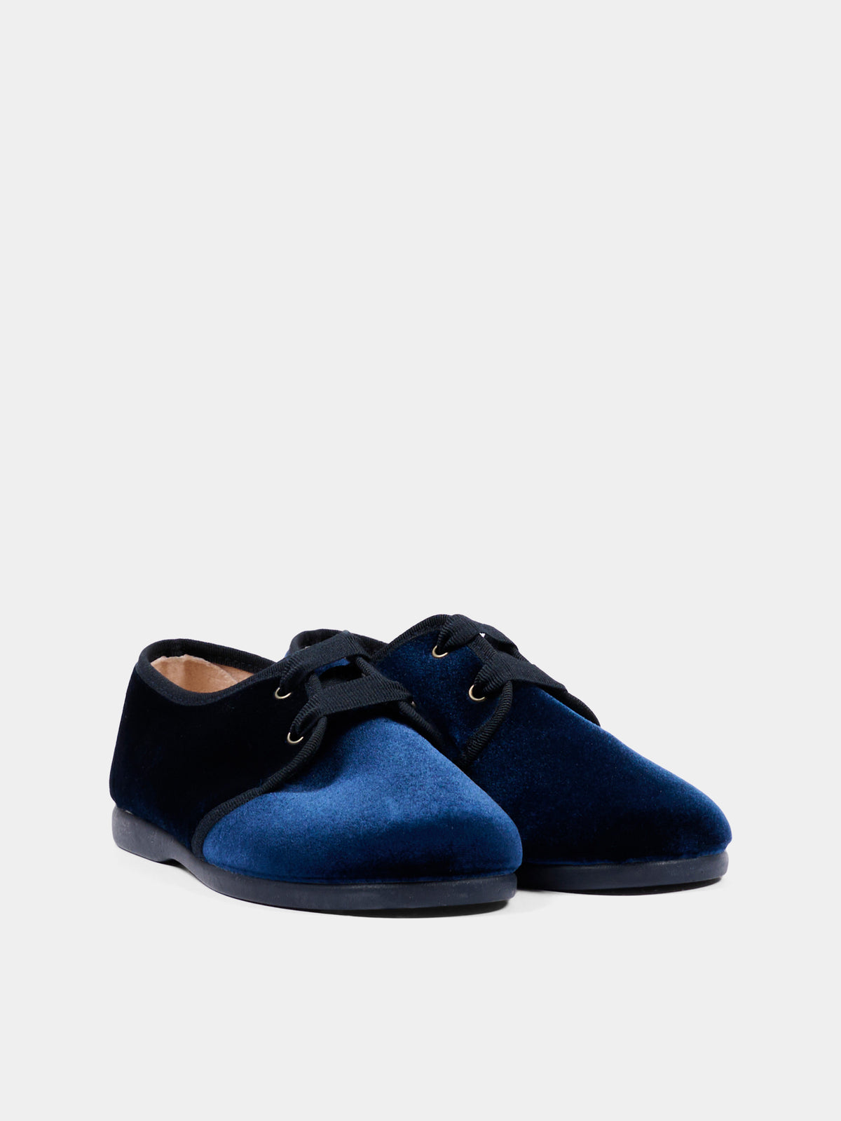 Scarpe stringata blu per bambino in velluto,Pisamonas,0561 AZUL MARINO