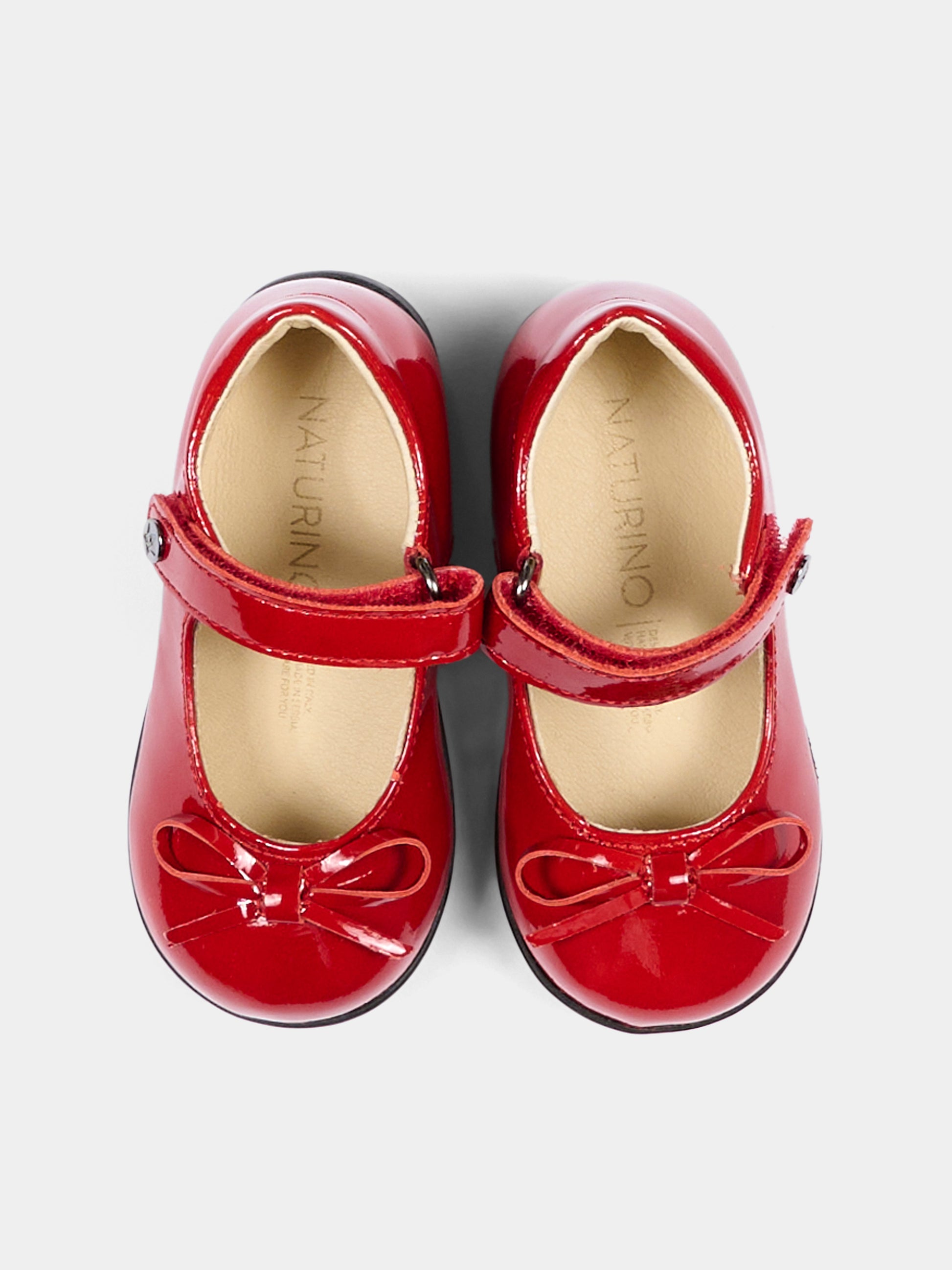 Ballerine rosse per neonata con fiocco,Naturino,001 2012962 01 0H13
