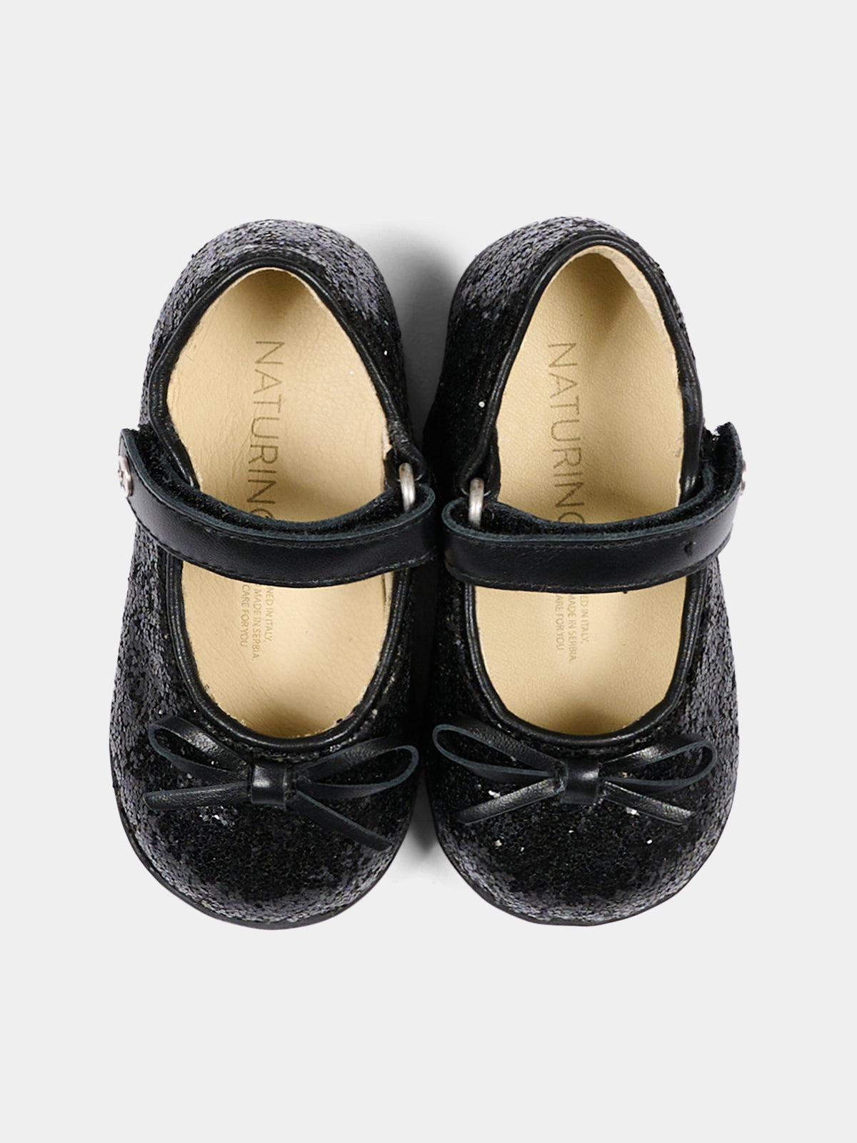 Ballerine nere per neonata glitterate,Naturino,001 2012962 93 0A01