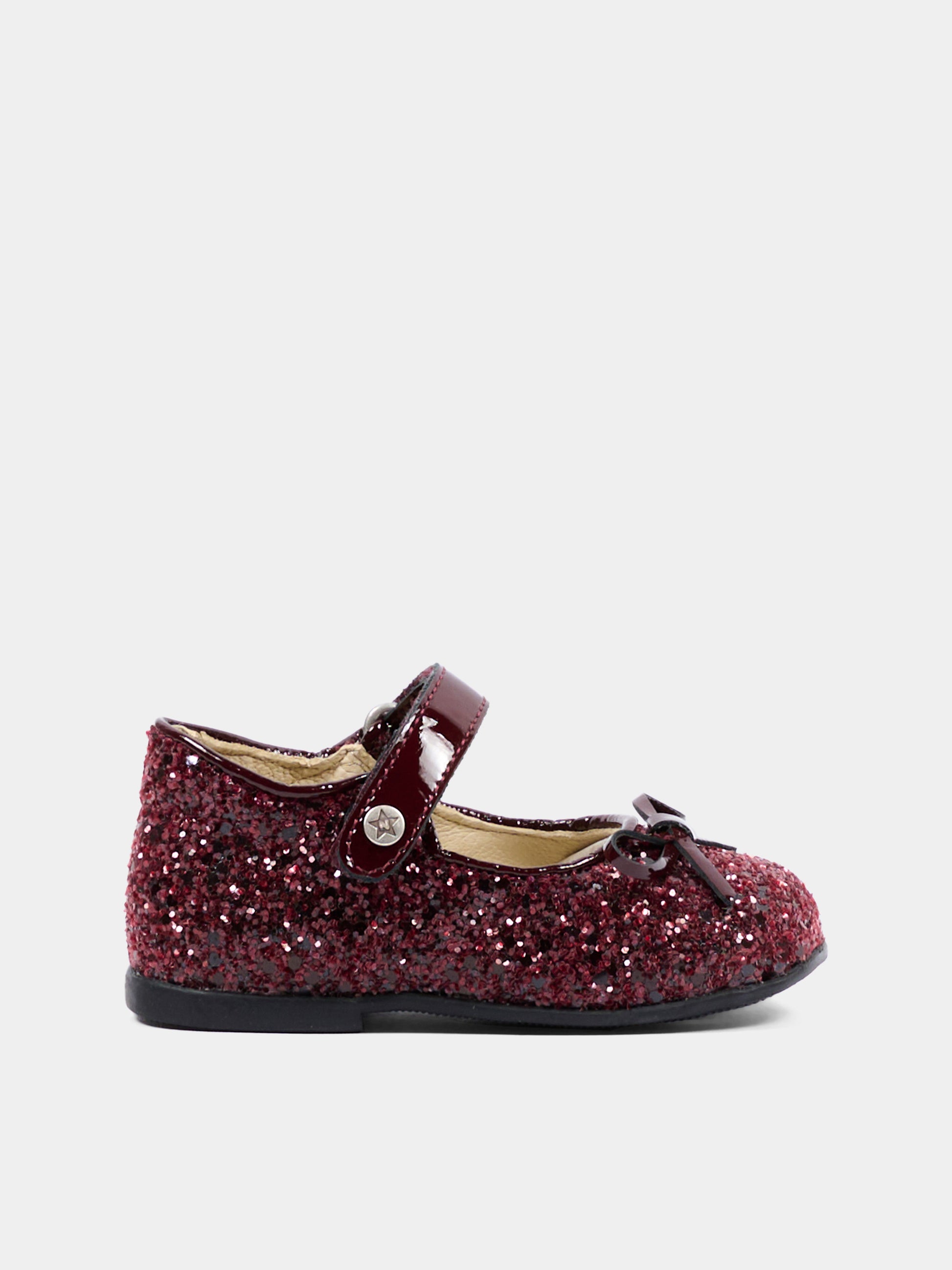 Ballerine bordeaux per neonata con glitter,Naturino,001 2012962 94 0H02