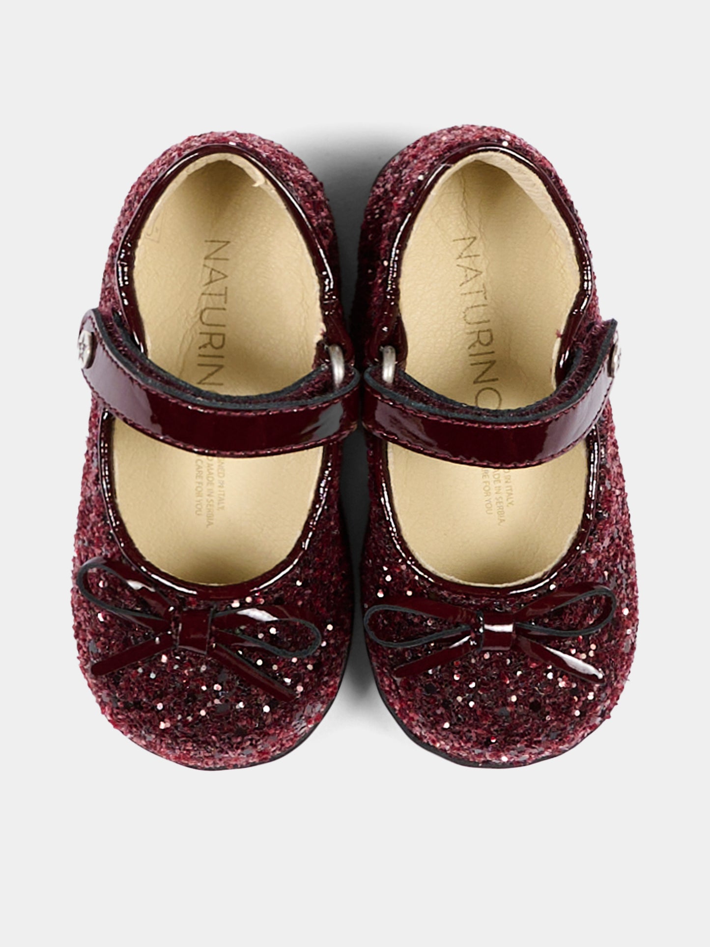 Ballerine bordeaux per neonata con glitter,Naturino,001 2012962 94 0H02
