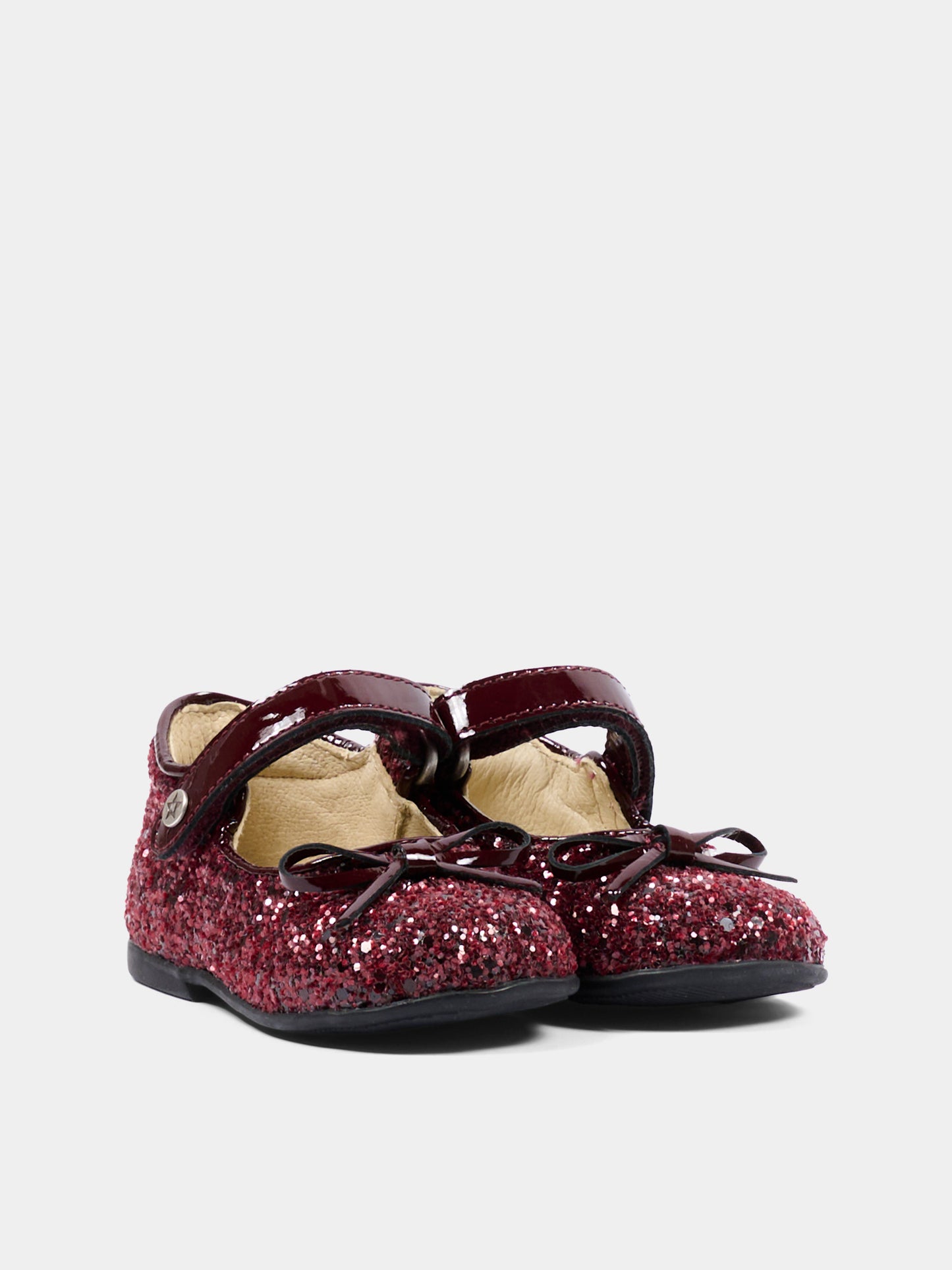 Ballerine bordeaux per neonata con glitter,Naturino,001 2012962 94 0H02