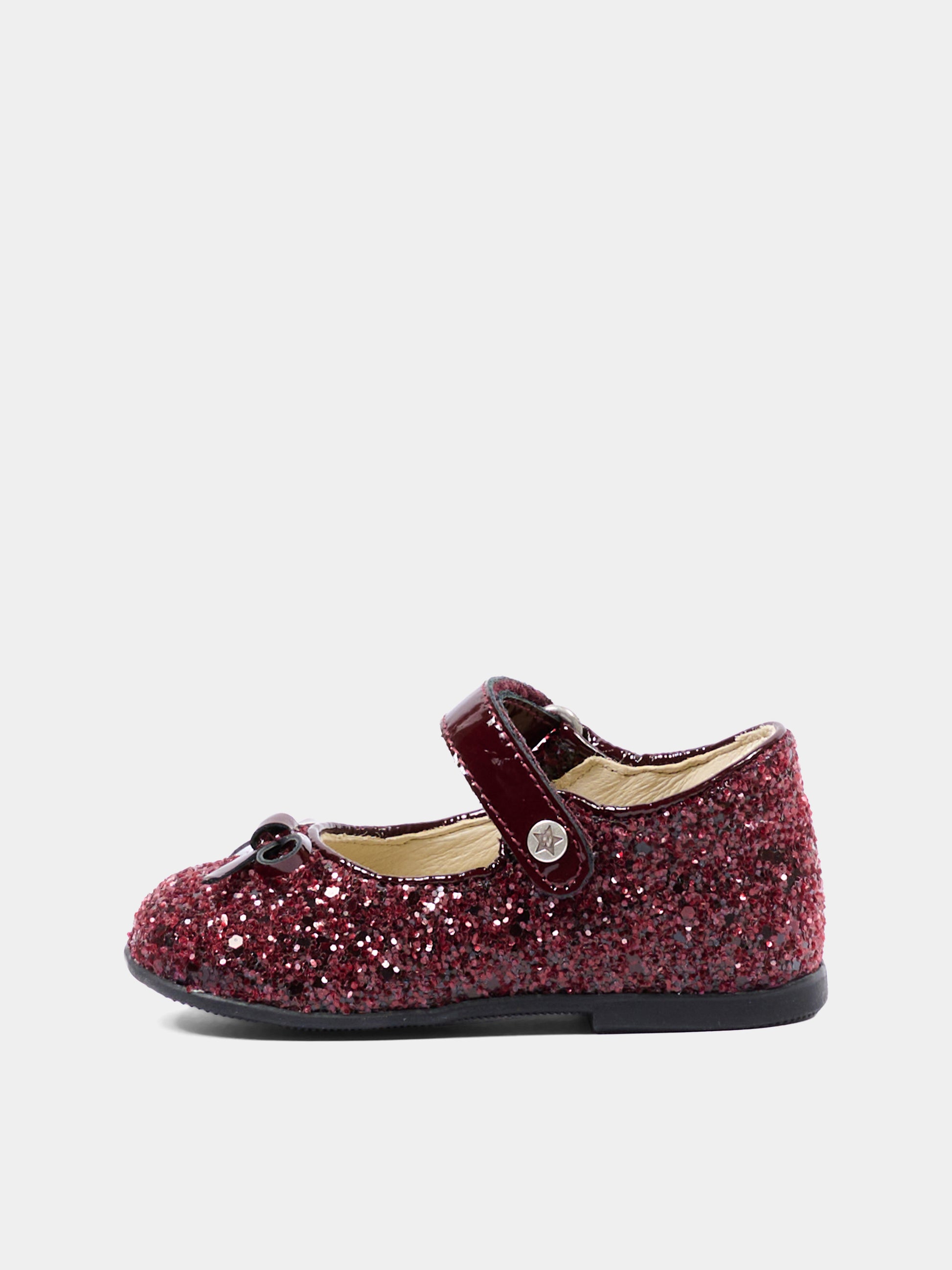 Ballerine bordeaux per neonata con glitter,Naturino,001 2012962 94 0H02