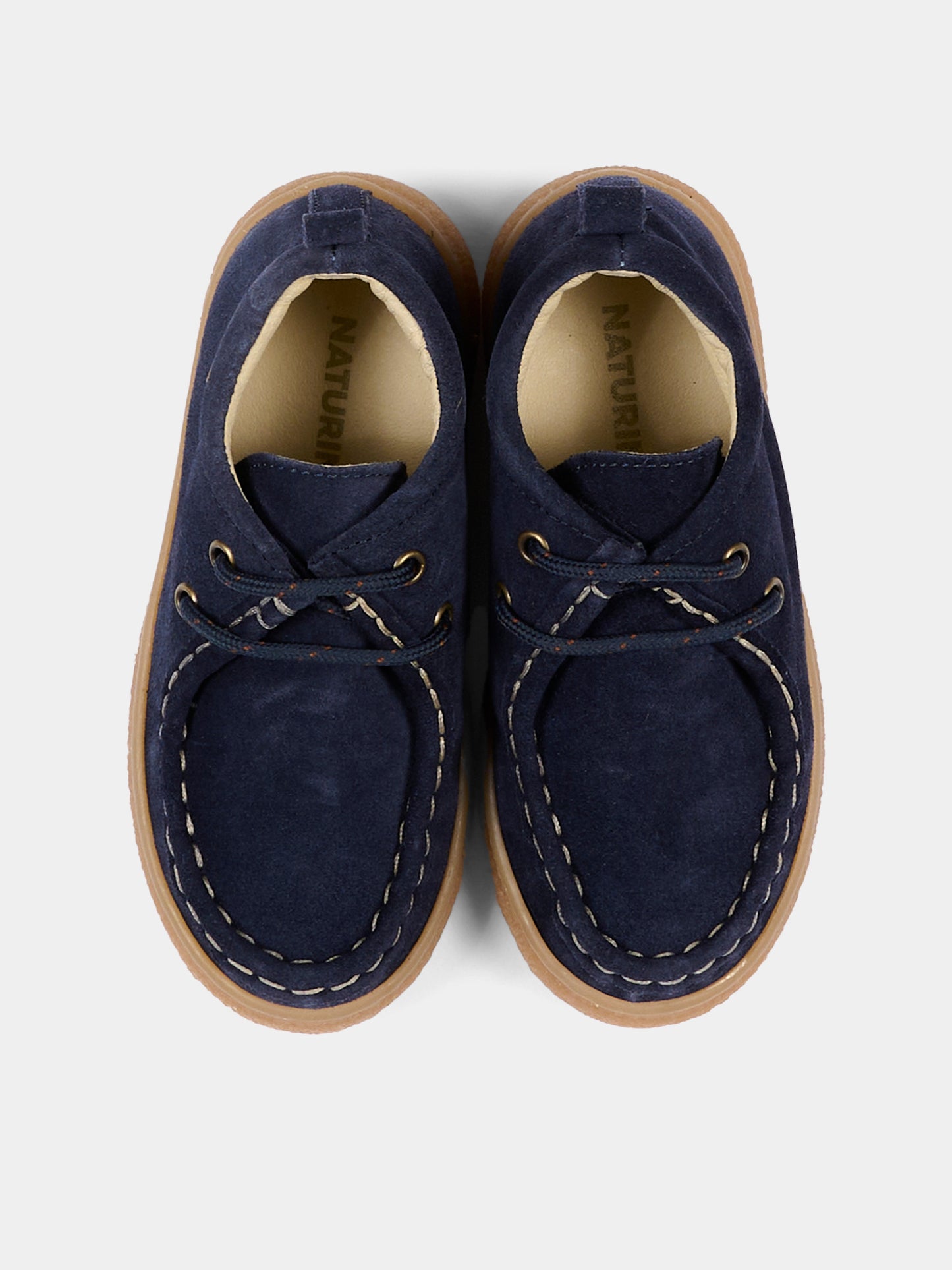 Stivaletti blu in suede con lacci,Naturino,001 2018103 01 0C02