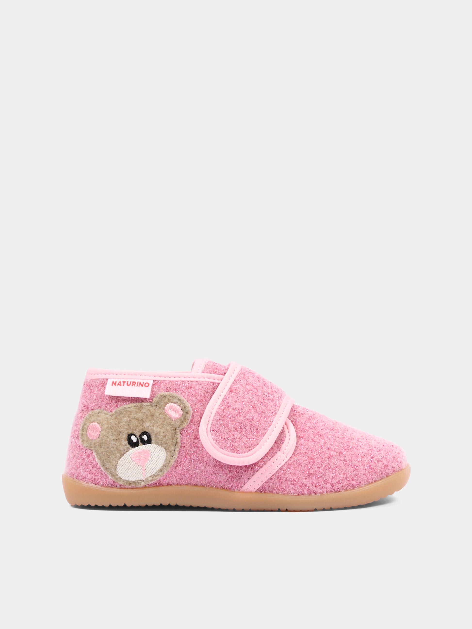 Pantofole rosa per neonata con orsetto,Naturino,001 4000627 04 0M02