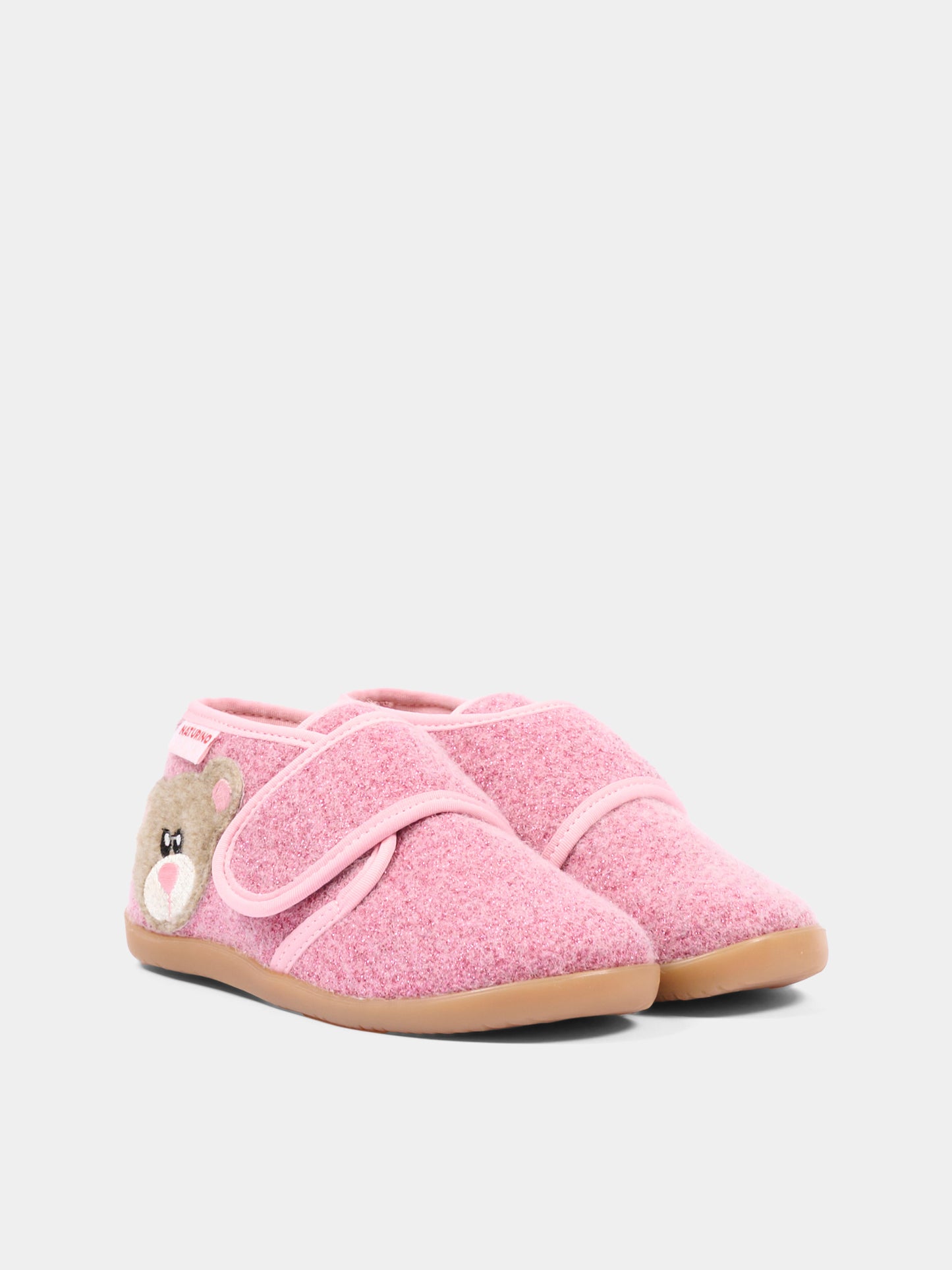 Pantofole rosa per neonata con orsetto,Naturino,001 4000627 04 0M02