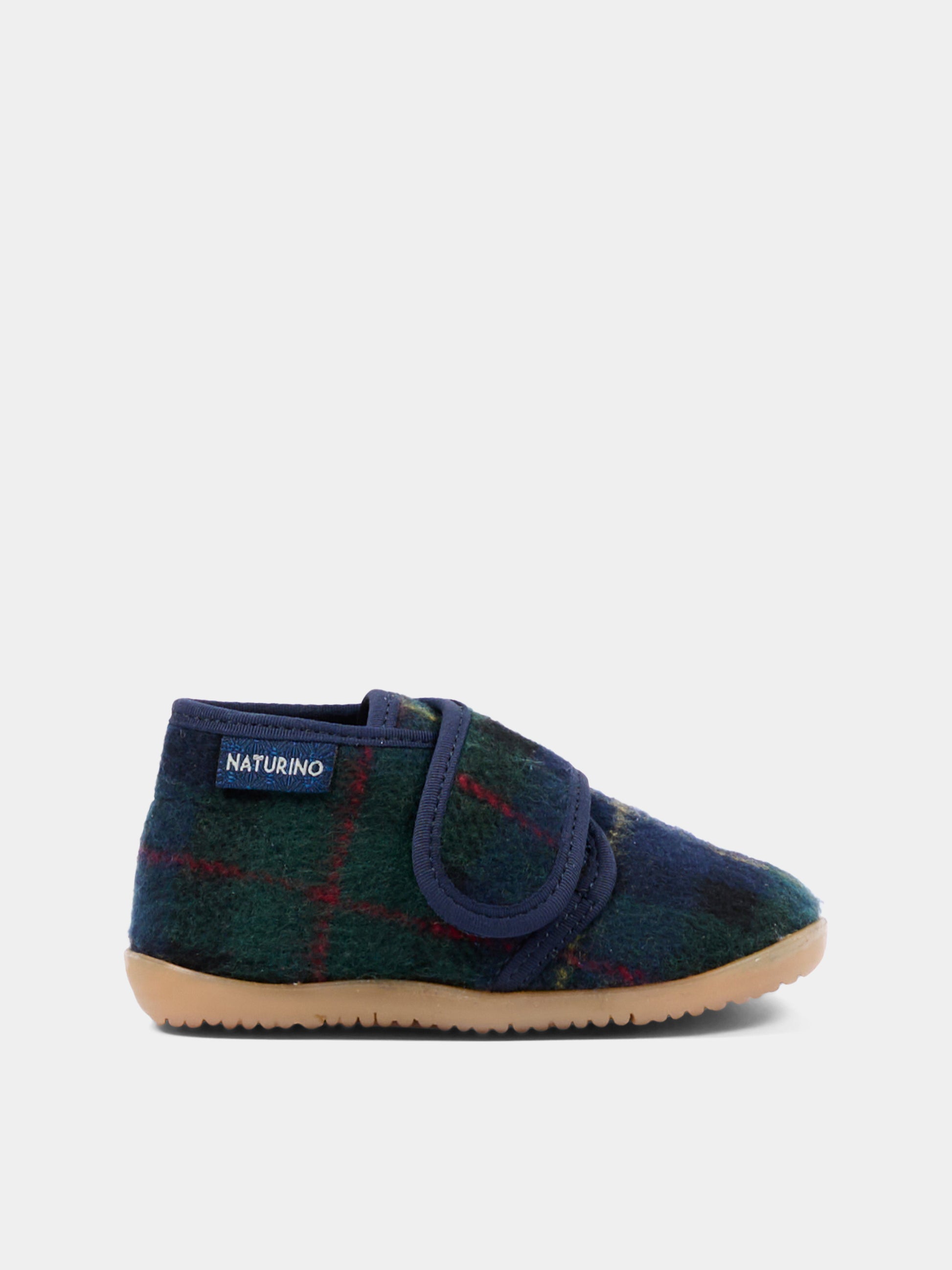 Pantofole blu per neonato tartan,Naturino,001 4000673 45 1C91