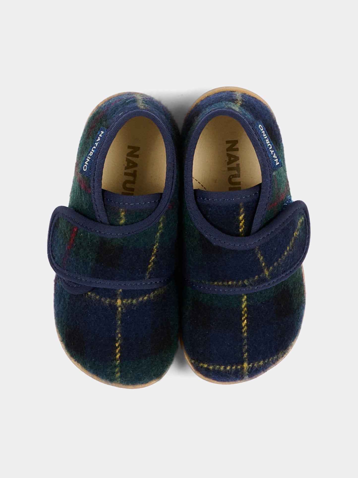 Pantofole blu per neonato tartan,Naturino,001 4000673 45 1C91