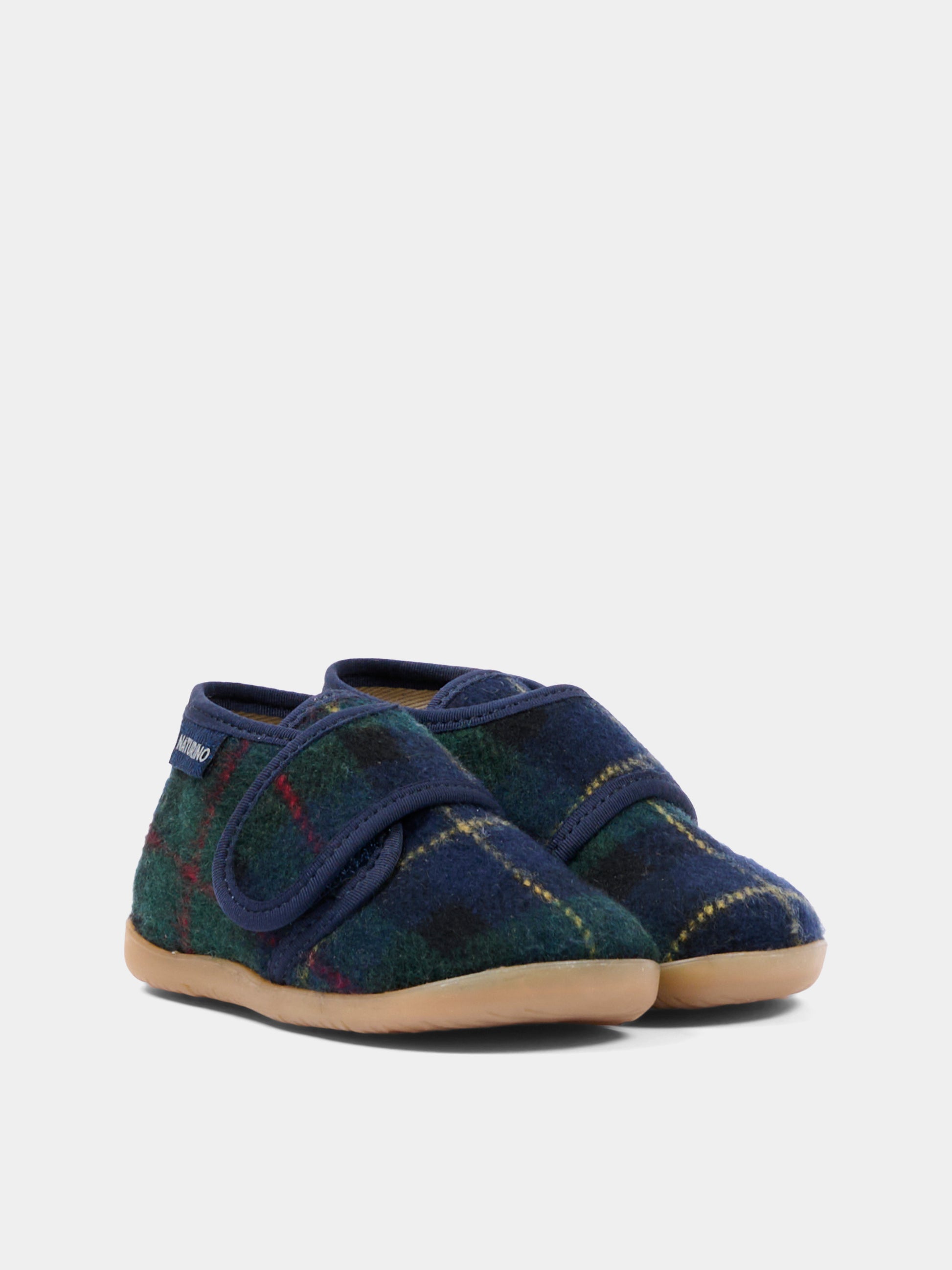 Pantofole blu per neonato tartan,Naturino,001 4000673 45 1C91