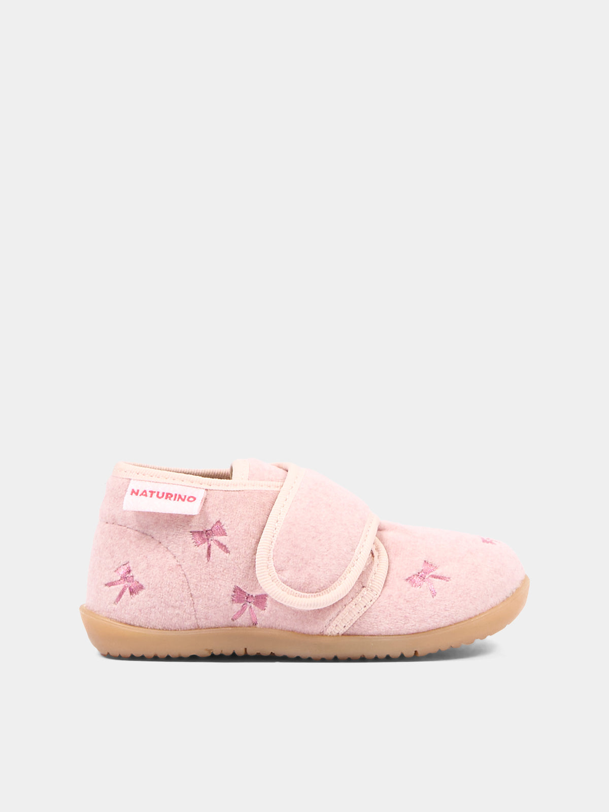 Pantofole rosa per neonata con fiocchi,Naturino,001 4000732 01 0M02