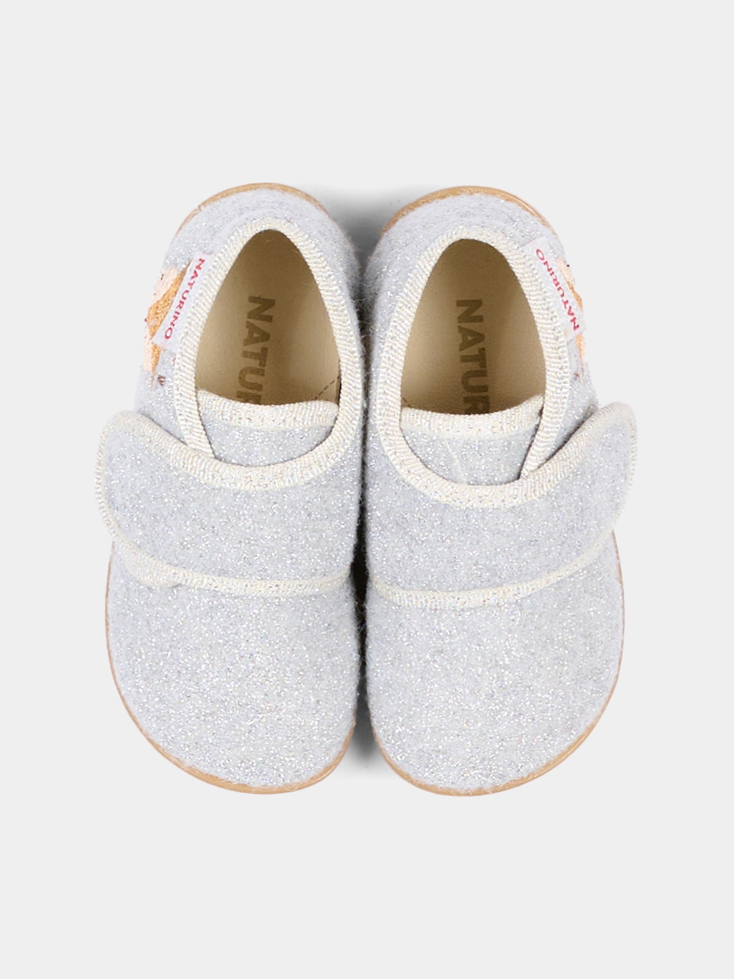 Pantofole argento per neonata con ricamo,Naturino,001 4000735 01 0Q04