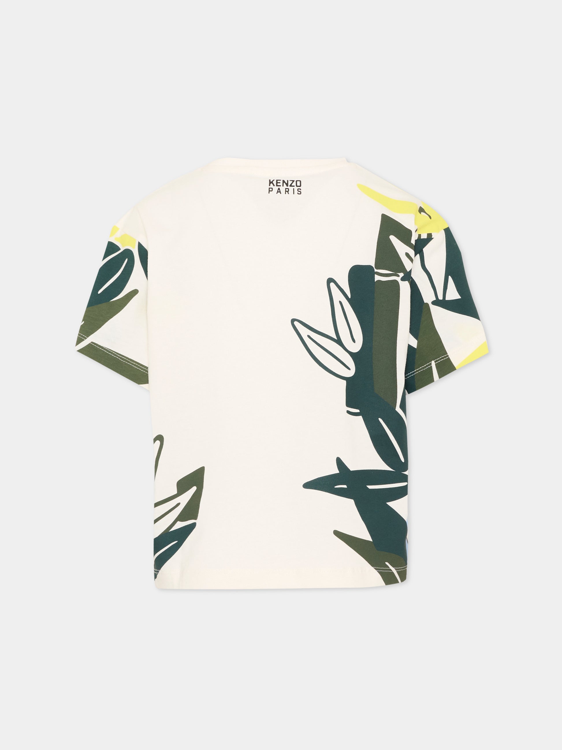 T-shirt avorio con elefante per bambini,Kenzo Kids,K61885 117