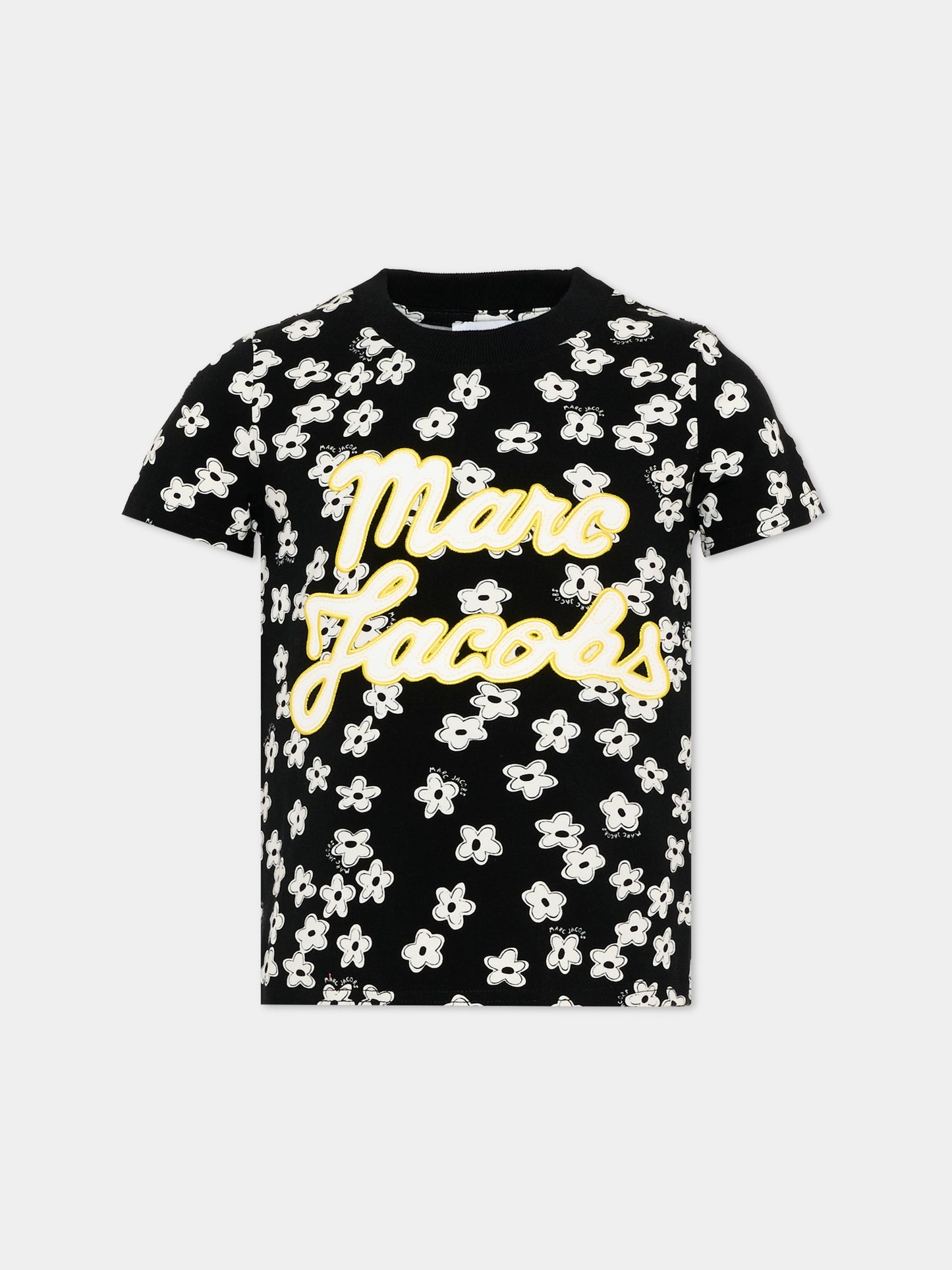 T-Shirt nera per bambina con fiori,Marc Jacobs,W60738 09B
