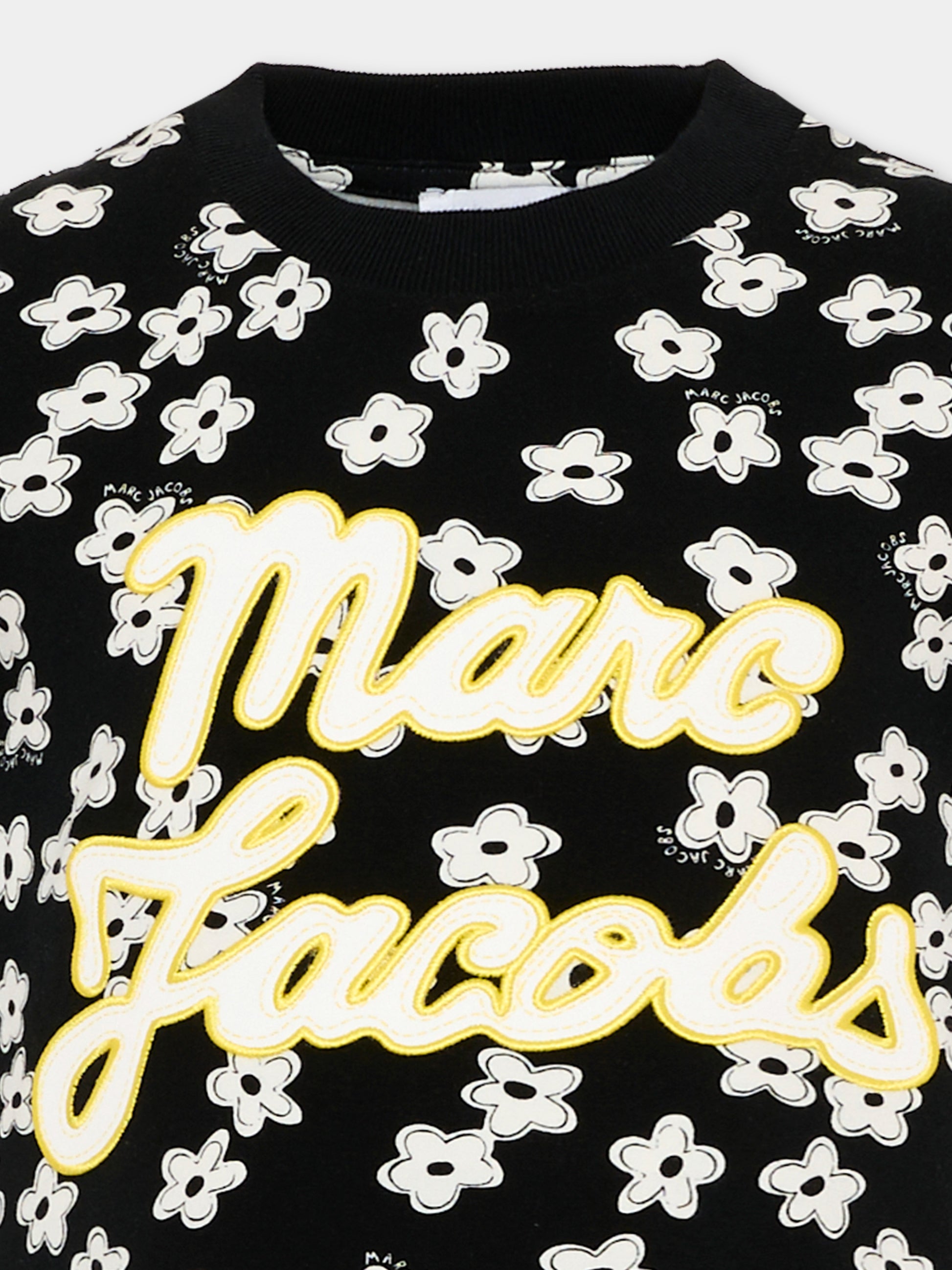 T-Shirt nera per bambina con fiori,Marc Jacobs,W60738 09B